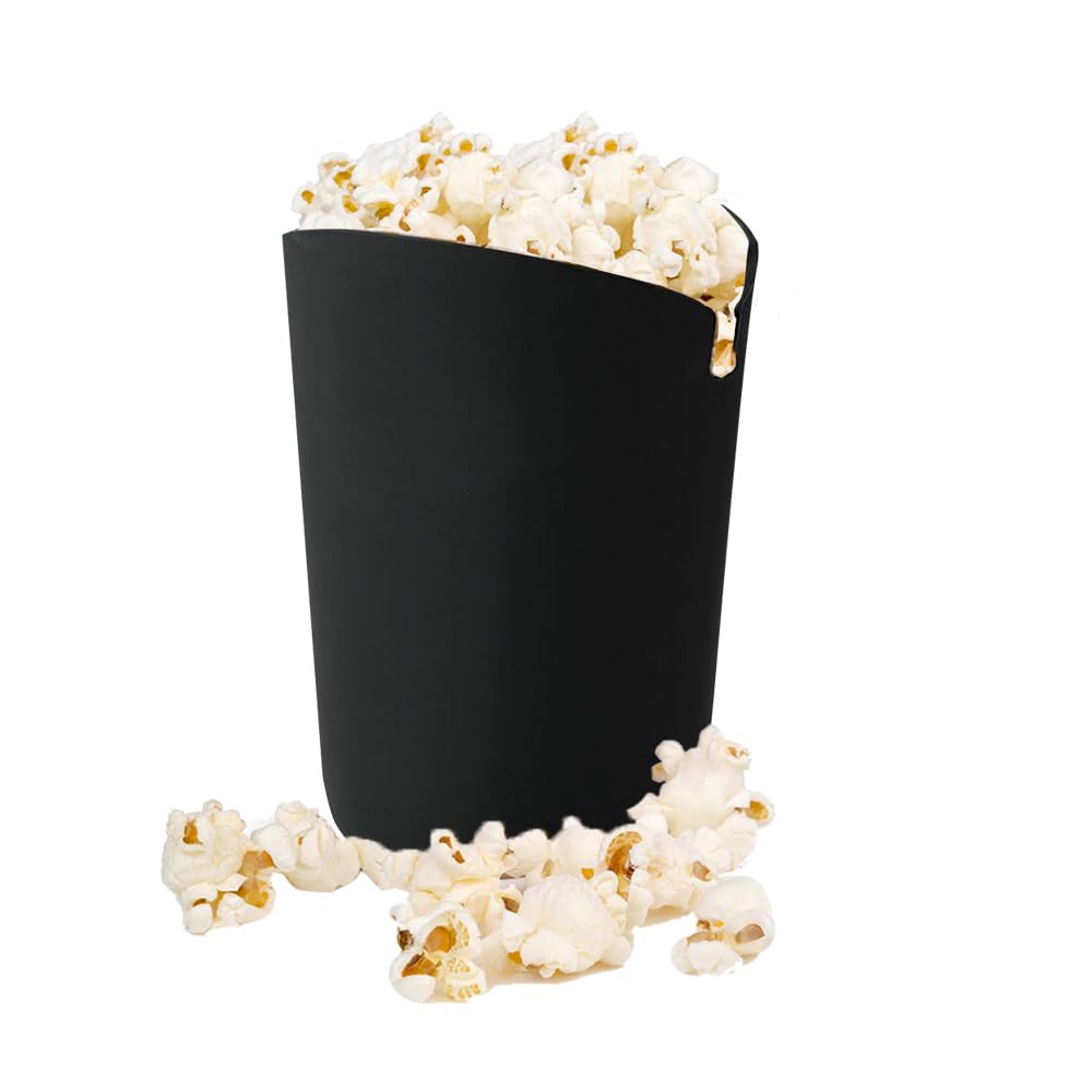 Original Microwave Popcorn Popper - Reusable Silicone Popcorn Maker with Collapsible BPA-Free Bowl | No Oil Needed | Perfect for Movie Nights, Parties & Healthy Snacking (Black, 1-Pack)