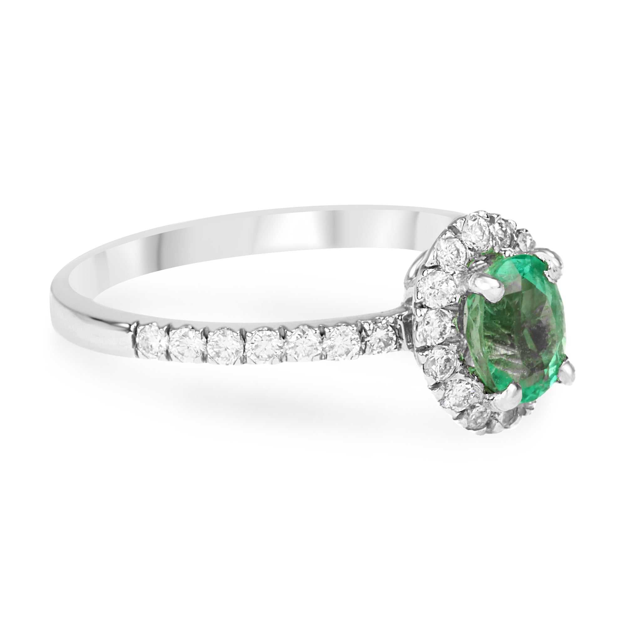 1.30tcw Colombian Emerald & Diamond Halo Engagement Ring in 14K Gold - Perfect for Proposals, Anniversaries & Special Occasions