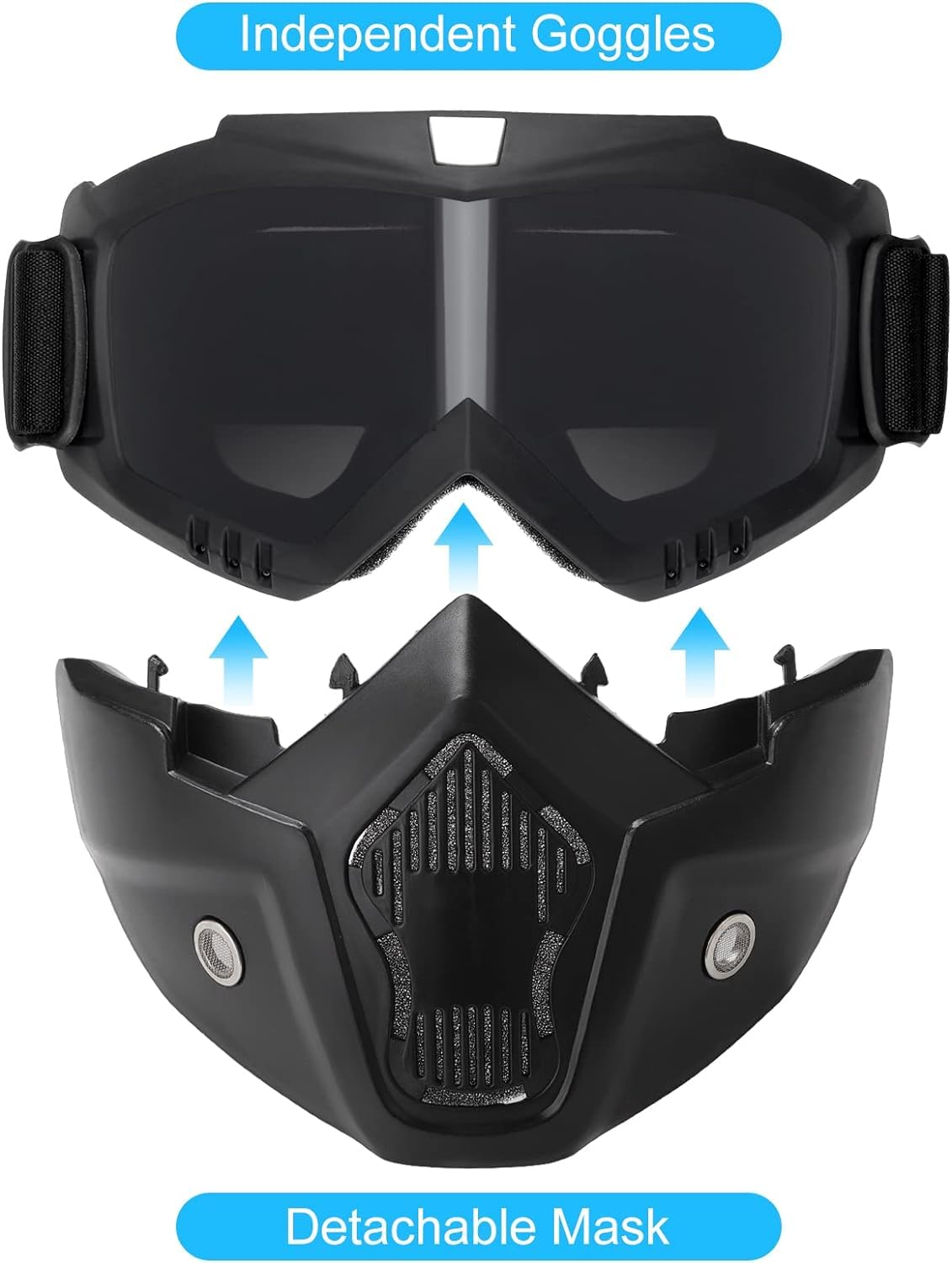 Bvawtrs Tactical Airsoft Mask & Helmet Set - Full Face Protection with Detachable Goggles, NVG Mount & Side Rail - Perfect for Airsoft Games, Paintball, and Military Simulation Training