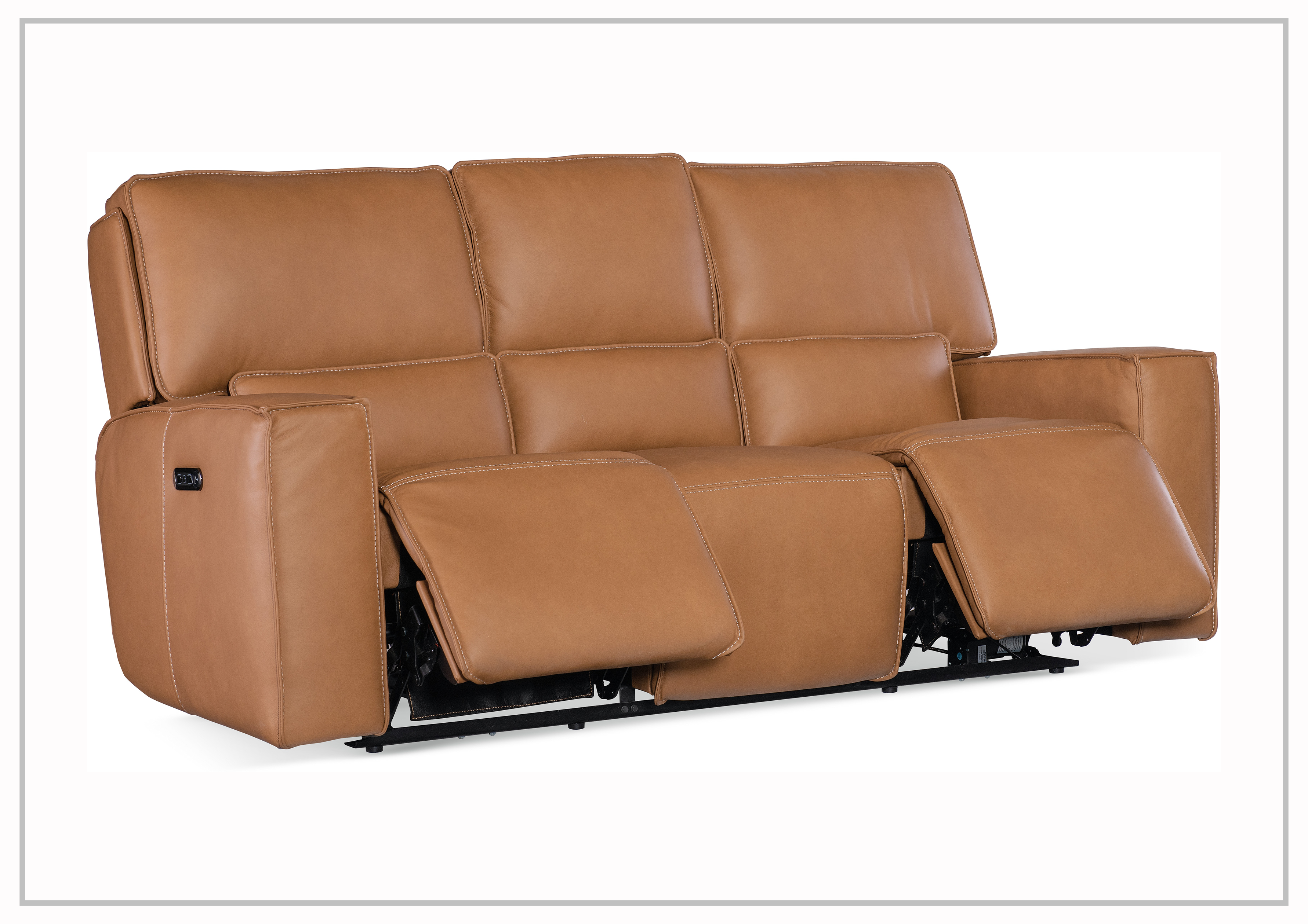 Hooker Furniture Miles Zero Gravity Power Recliner Leather Sofa - Adjustable Electric Recliner with Lumbar Support for Living Room, Home Theater & Office Comfort