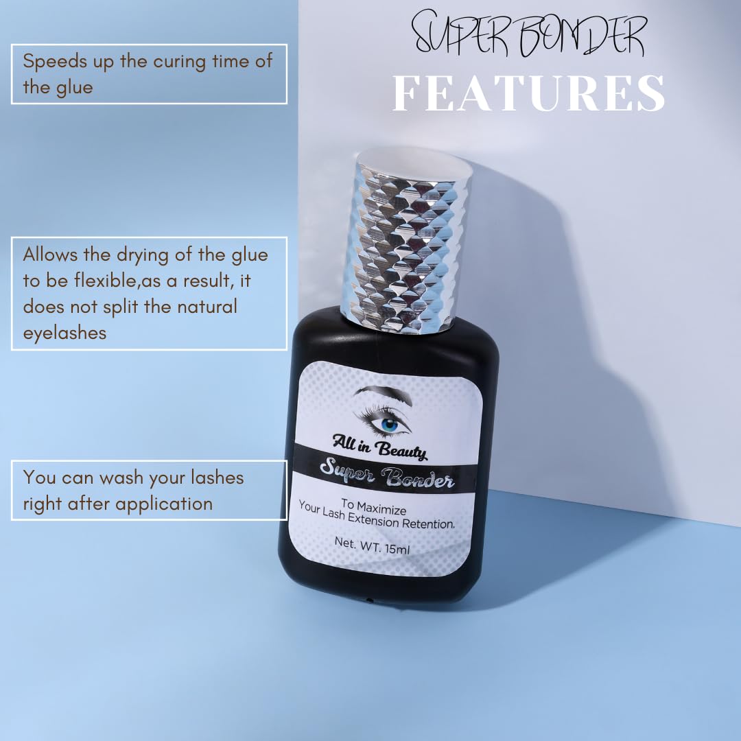 Professional Eyelash Extension Super Bonder - 15ml Lash Retention Sealant with Dropper for Mink & Cluster Lashes | Long-Lasting Adhesive for Lash Artists | Perfect for Salon & Home Use
