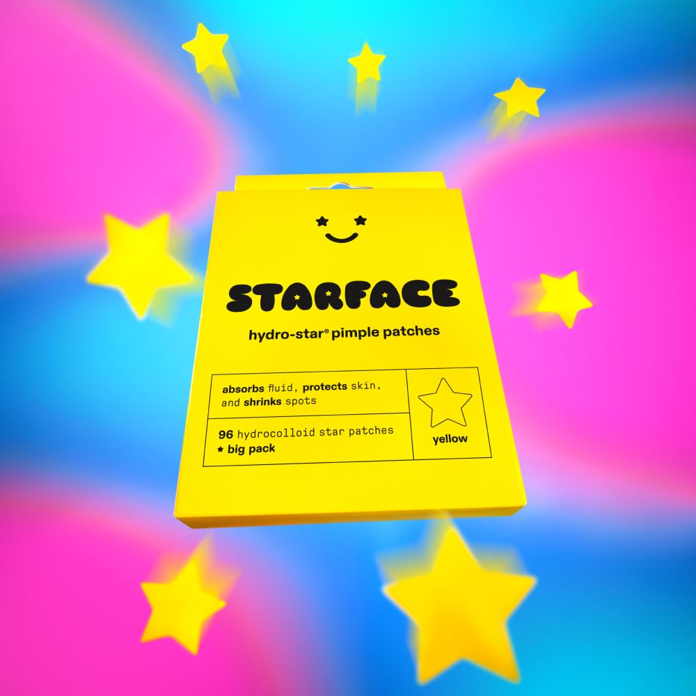 Starface Hydro-Stars BIG PACK - 96 Count Hydrocolloid Pimple Patches for Acne Treatment, Absorb Fluid & Reduce Redness, Cute Star-Shaped Cruelty-Free Skincare - Perfect for Teen Skin Care, Travel & Overnight Spot Treatment