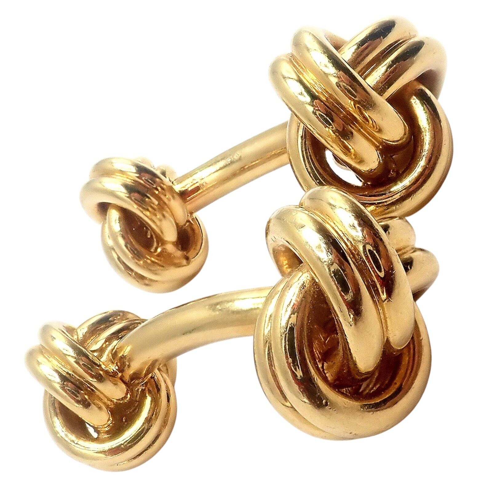 Vintage Tiffany & Co 18k Yellow Gold Classic Love Knot Cufflinks - Luxury Men's Jewelry Gift for Wedding, Anniversary & Formal Events