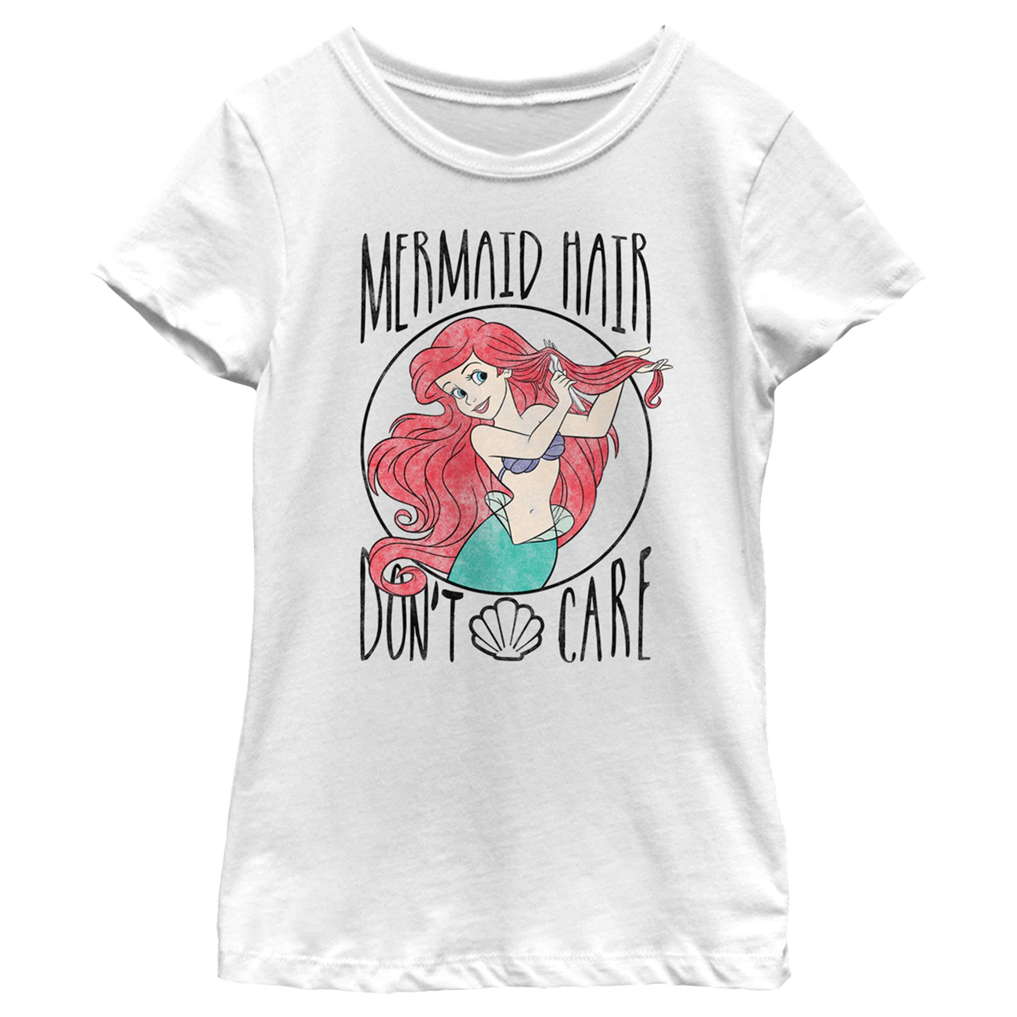 Disney Mermaid Hair T-Shirt for Girls - Cute Cartoon Graphic Tee for Kids - Perfect for Birthday Parties, School Days & Summer Outfits