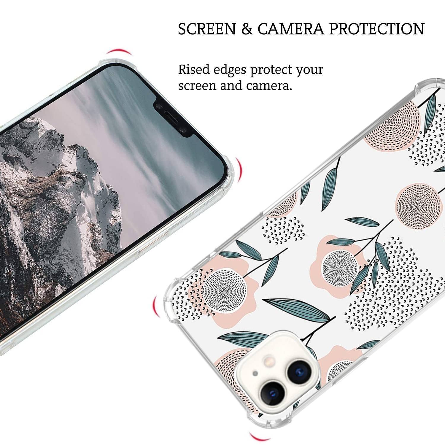 Boho Floral iPhone 12 Pro Max Case - Trendy Abstract Plant Design TPU Bumper Cover for Women & Men | Perfect for Everyday Use, Travel, and Gift Giving