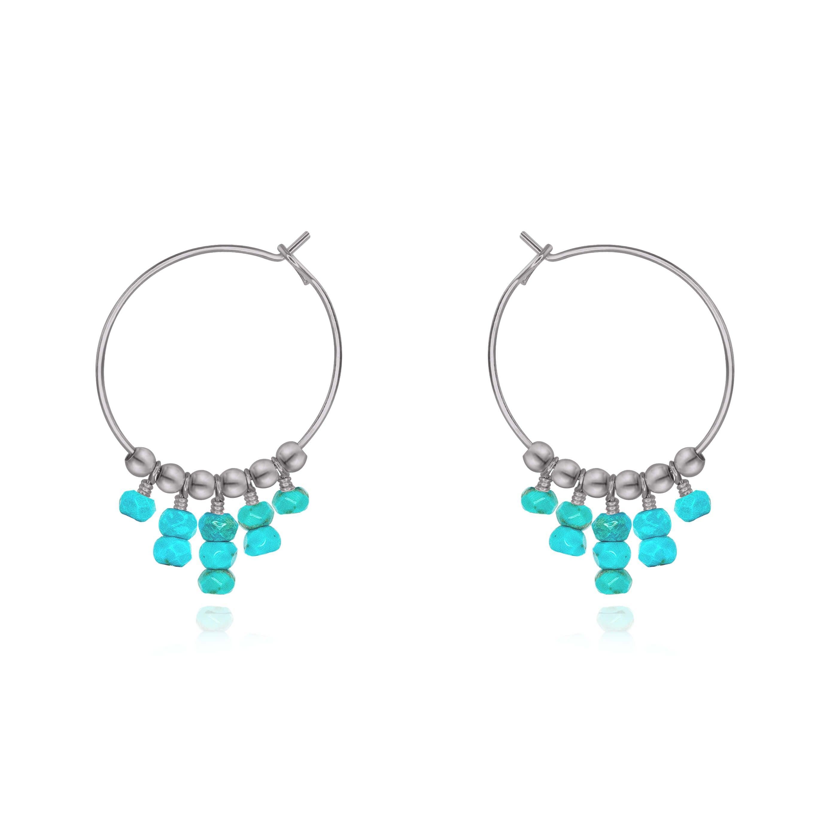 Turquoise Statement Hoop Earrings for Women - Large Boho Chic Dangle Earrings - Handmade Jewelry for Parties, Weddings & Everyday Wear