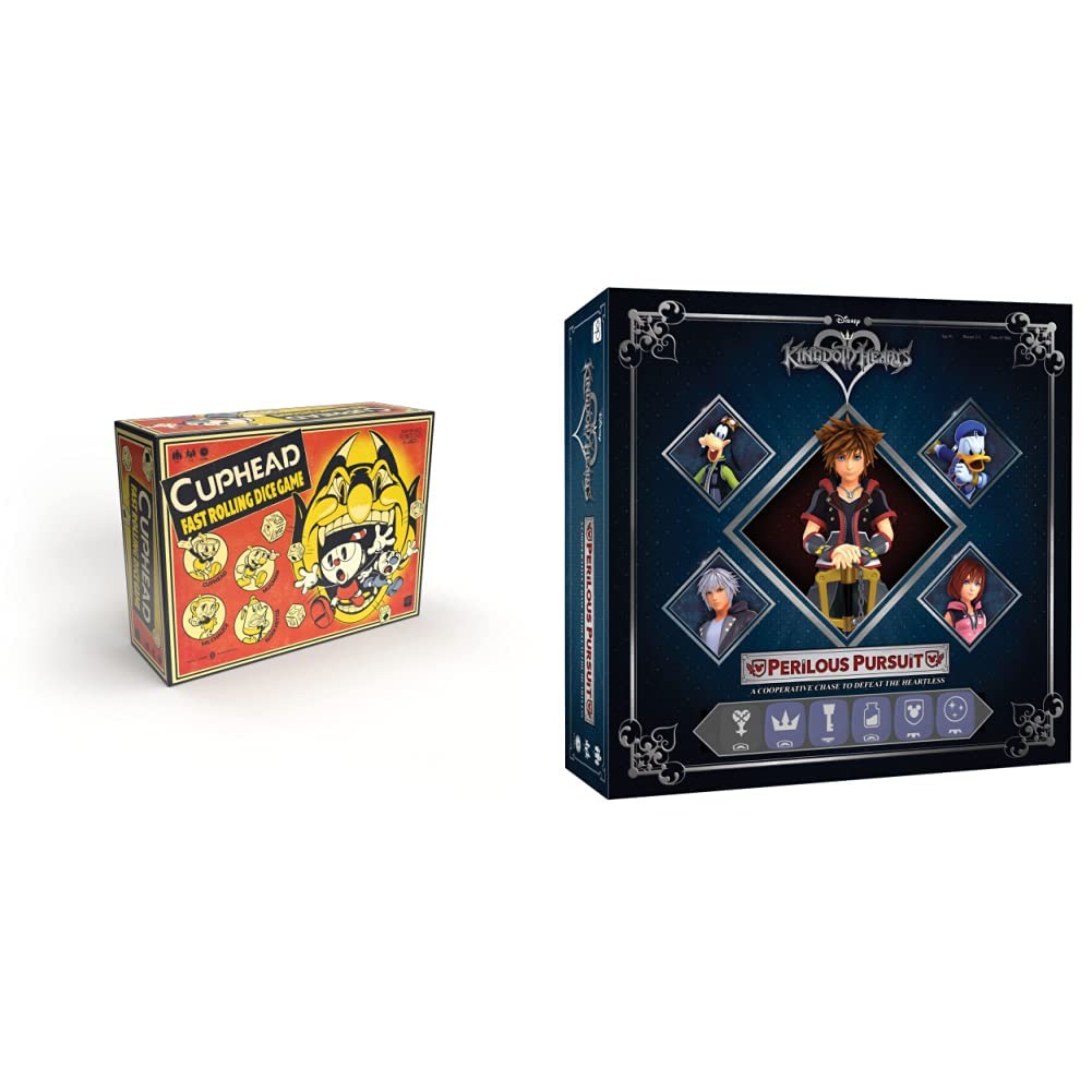USAOPOLY Cuphead Dice Game & Perilous Pursuit Board Game - Kingdom Hearts Themed Adventure with Sora, Donald, Goofy, Kairi & Riku Characters | Officially Licensed Disney Dice & Board Game Set for Family Game Night & Kingdom Hearts Fans