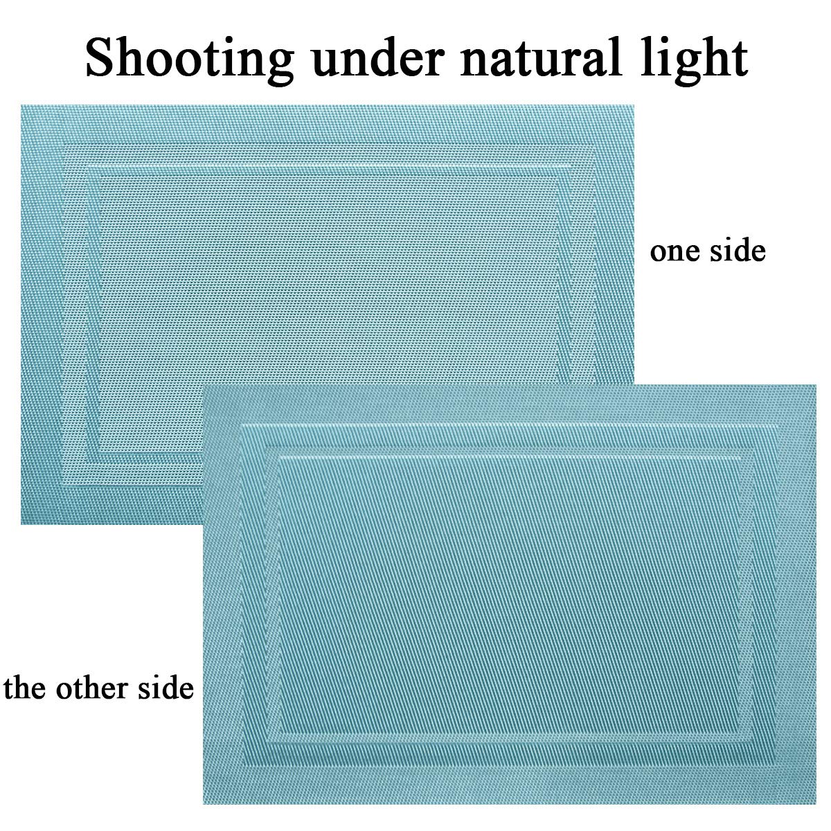 Premium Non-Slip Heat Insulation Placemats Set of 6 - Washable Woven Vinyl Table Mats for Dining Kitchen, Stain Resistant & Easy to Clean (Sky Blue) - Perfect for Family Meals, Dinner Parties & Daily Use