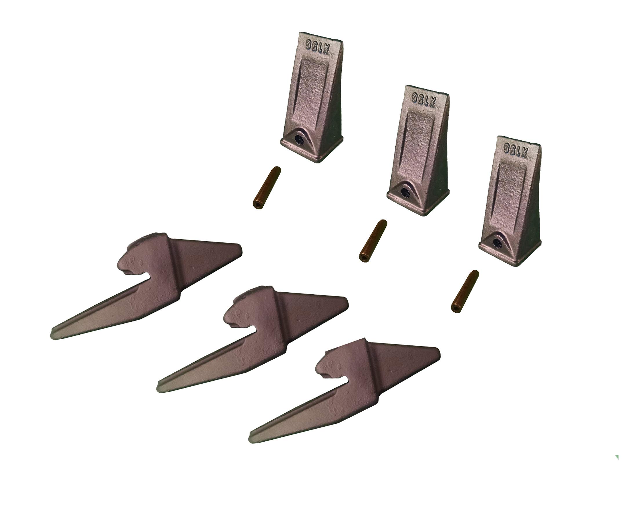Heavy Duty Mini Excavator Bucket Combo with Weld-on Shanks, Teeth & Pins - 835x156 X156S (3-Piece Set) for Digging, Trenching & Construction Work