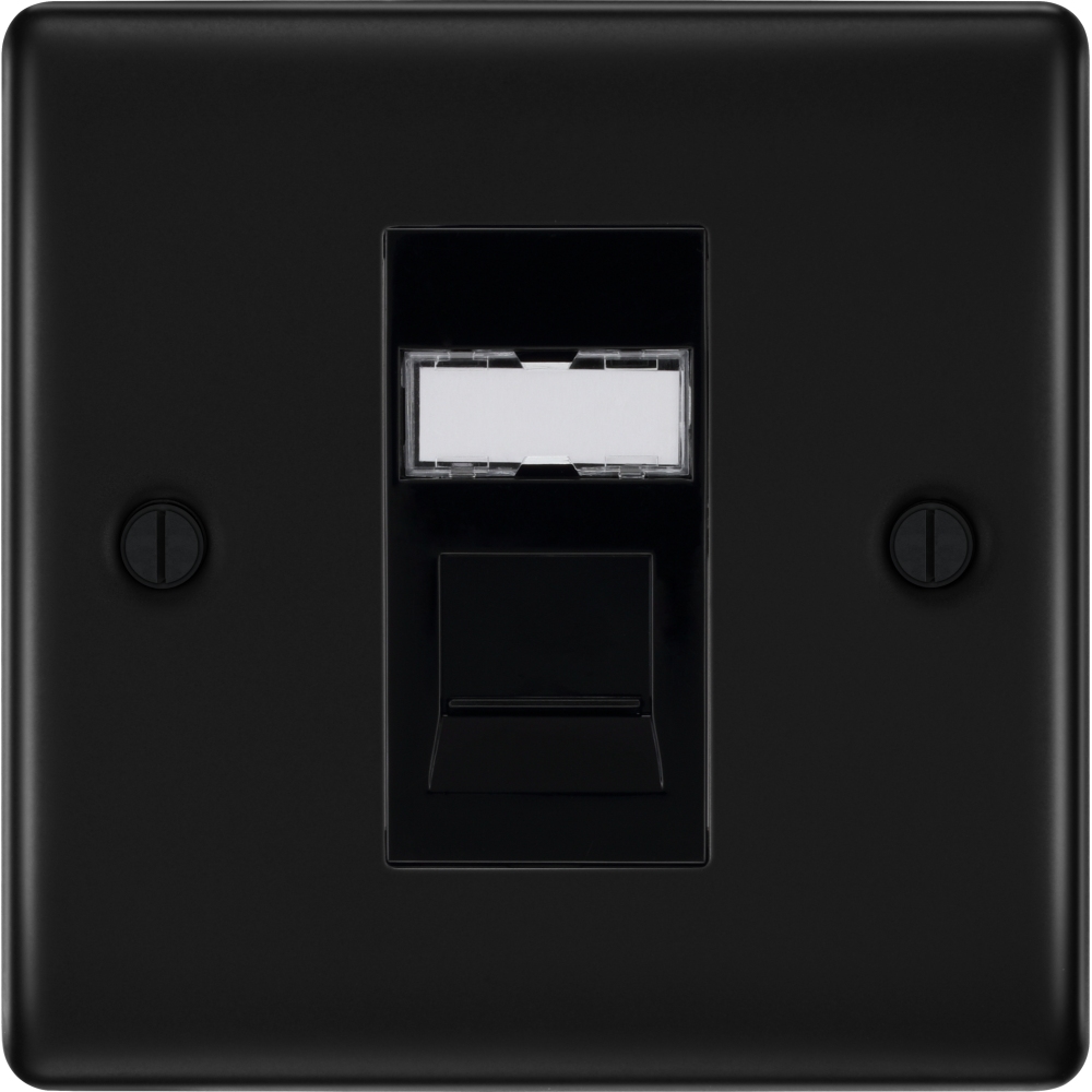 BG Nexus Metal Matt Black RJ45 Cat6A Ethernet Network Outlet - High-Speed Data Port for Home & Office Networking Setup