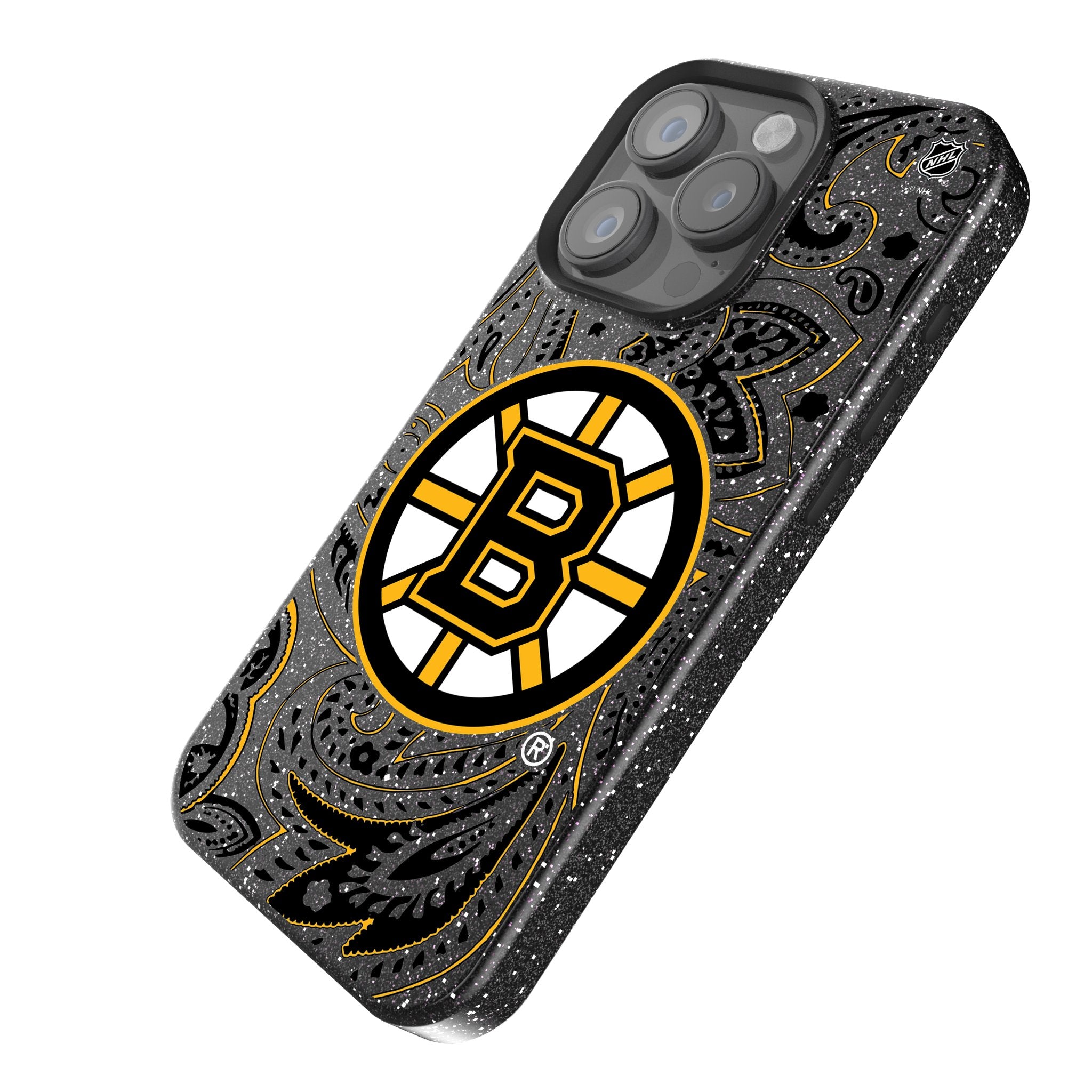 Boston Bruins Paisley Bling Rhinestone Phone Case for iPhone & Samsung - Stylish Protective Cover for Hockey Fans, Game Day & Everyday Use