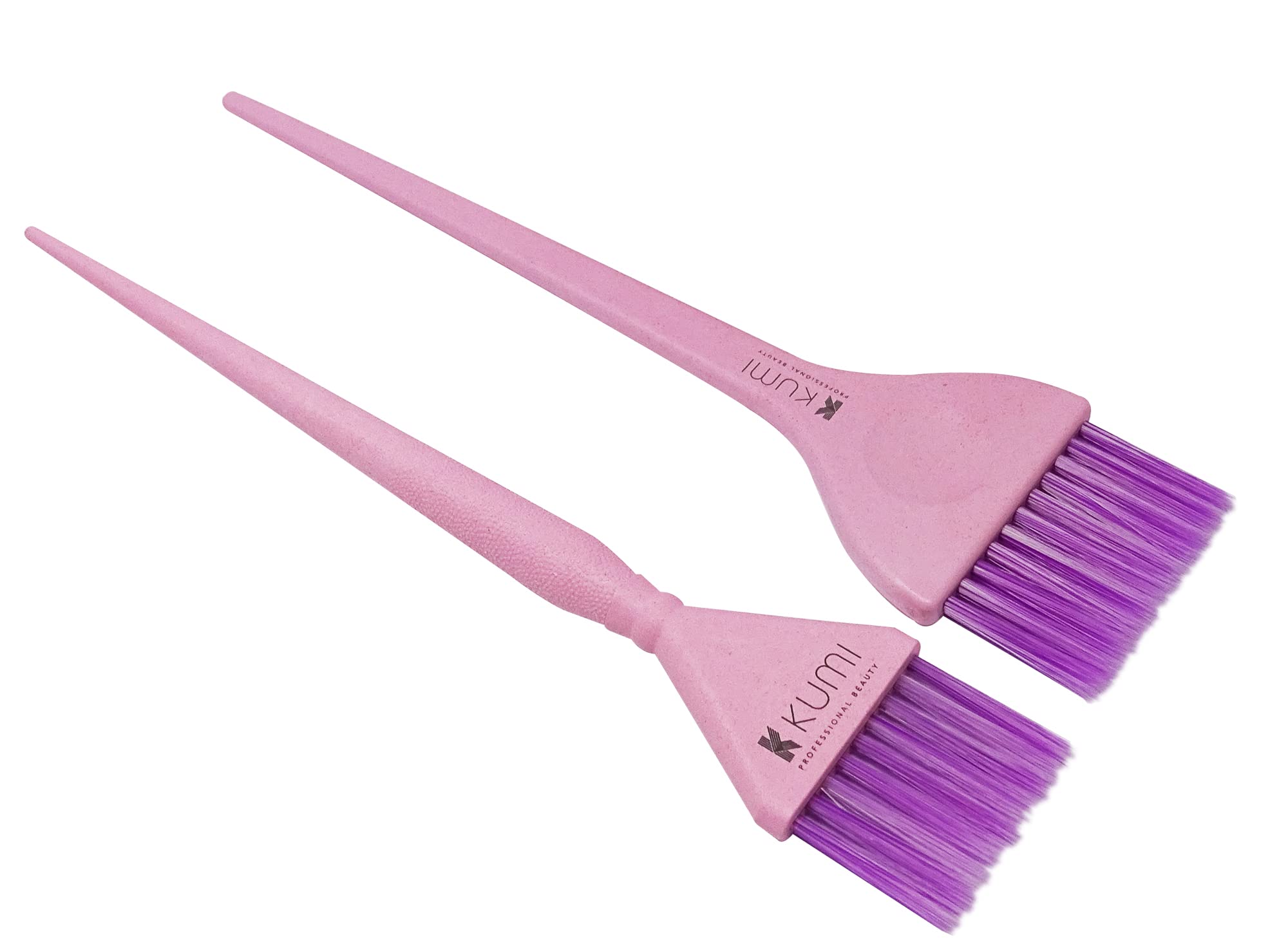 Kumi Wheat Eco-Friendly 2-Pack Pink Hair Color Tint Brush Set - Small & Large Hair Dye Brushes for Professional Salon & DIY Home Hair Coloring