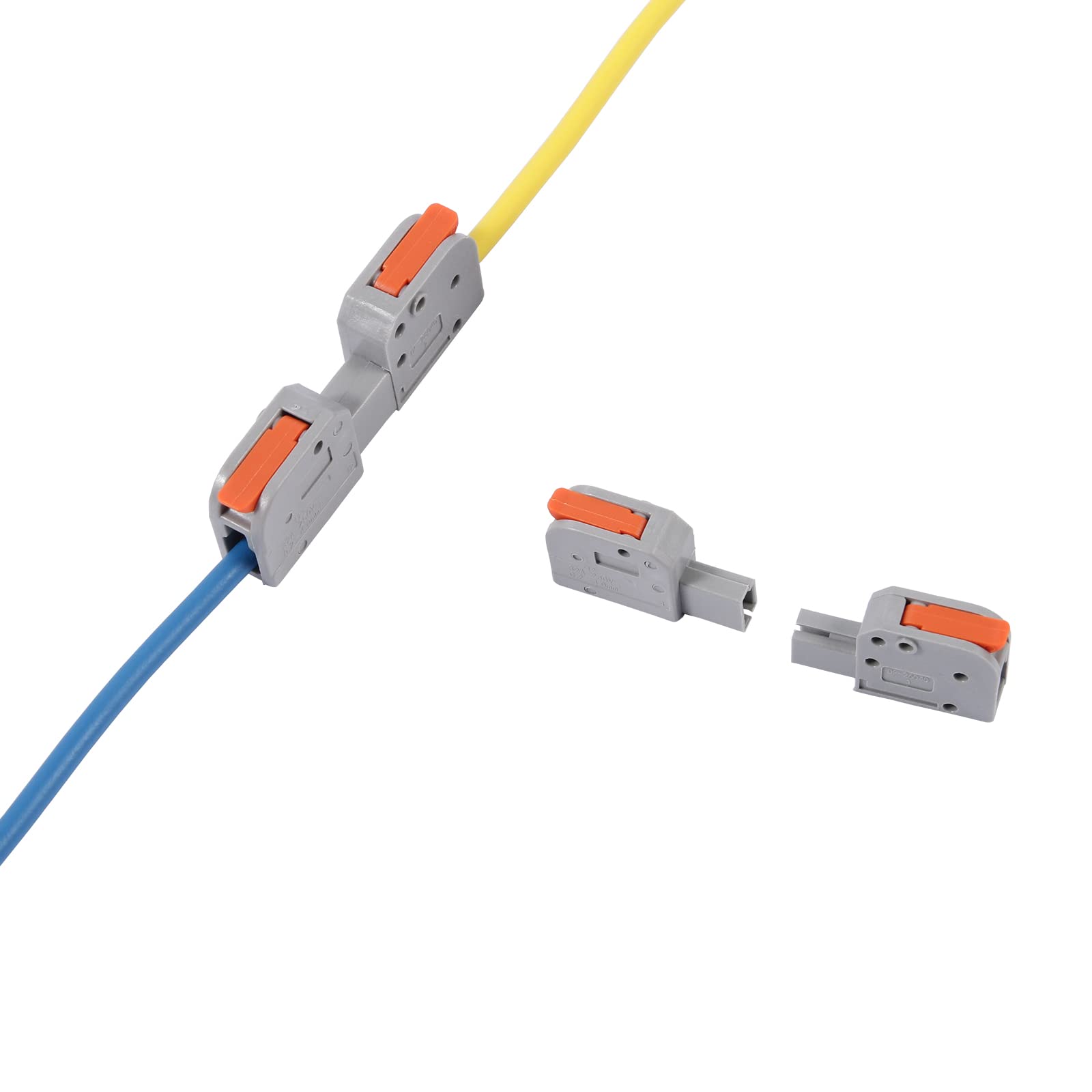 20 PCS Pluggable Wire Connectors for AWG 24-12 - Hand Protecting 1 Conductor Push-in Lever Electrical Connectors | Reusable Wire Splice Connectors for Automotive, Home & Industrial Wiring | DIY Electrical Projects & Professional Installations