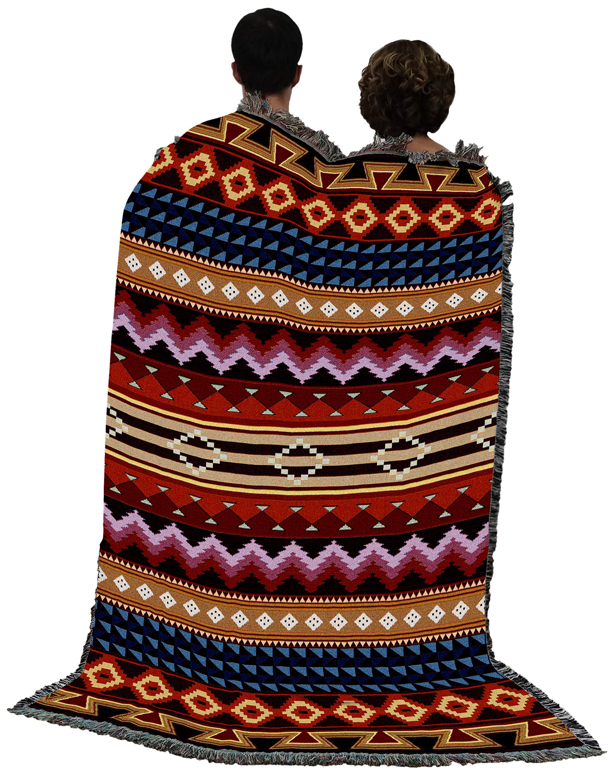 Pure Country Weavers Yuma Blanket - Southwest Native American Inspired Cotton Woven Throw - 72x54 Inches - Handmade in USA - Perfect for Sofa, Bed & Home Decor
