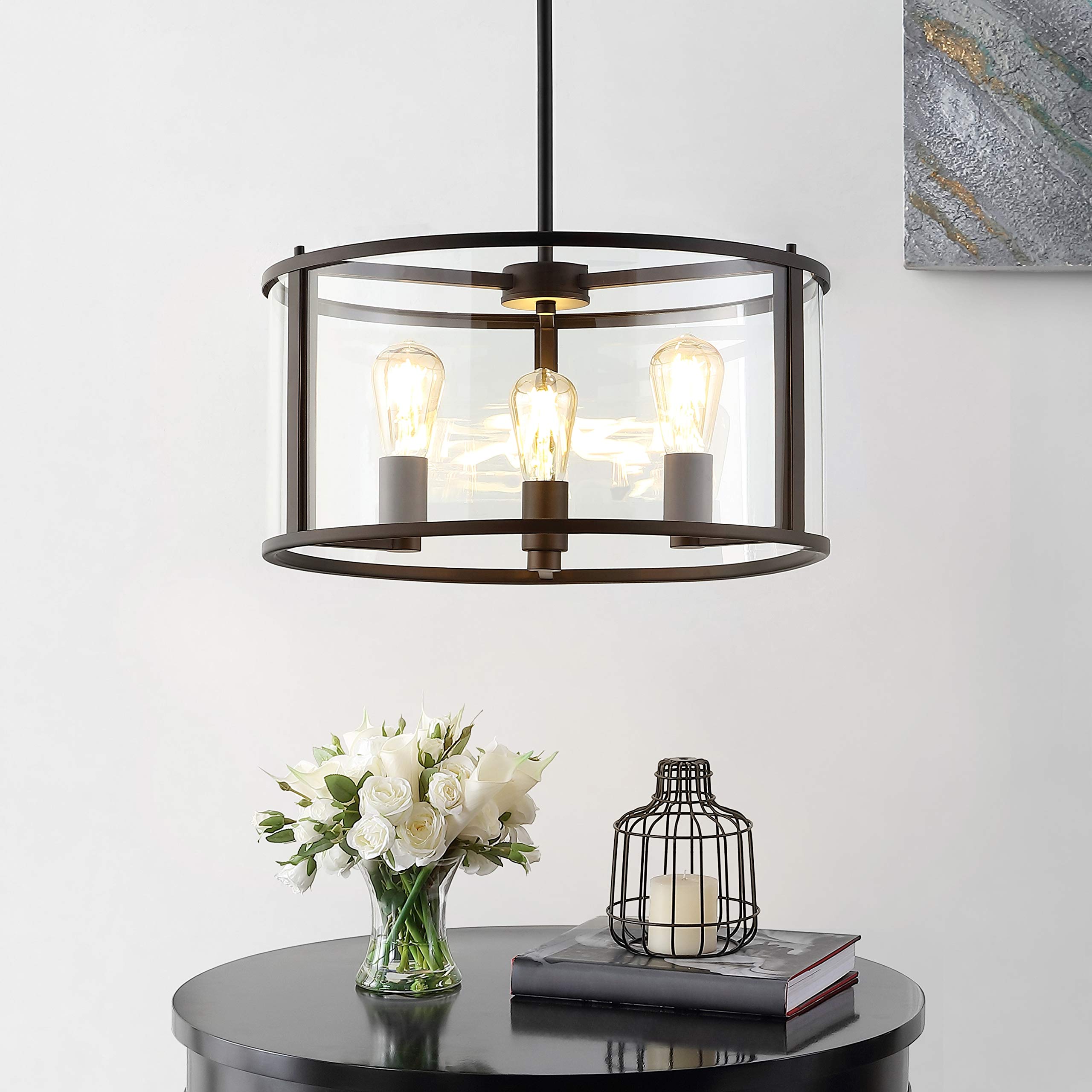3-Light Black LED Adjustable Pendant Lighting Fixture - 16