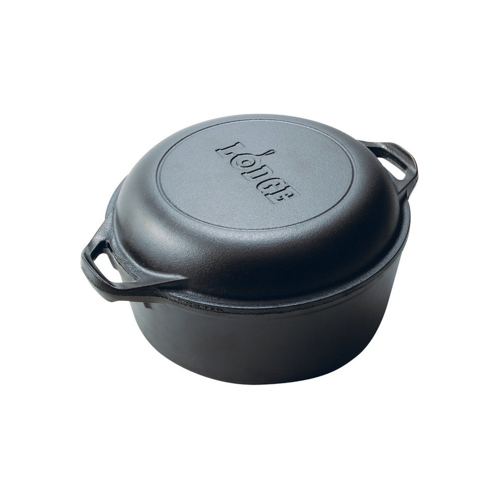Premium 4.7L Cast Iron Double Dutch Oven - Enameled Cookware for Baking, Braising & Camping - Perfect for Stovetop, Oven & Outdoor Cooking