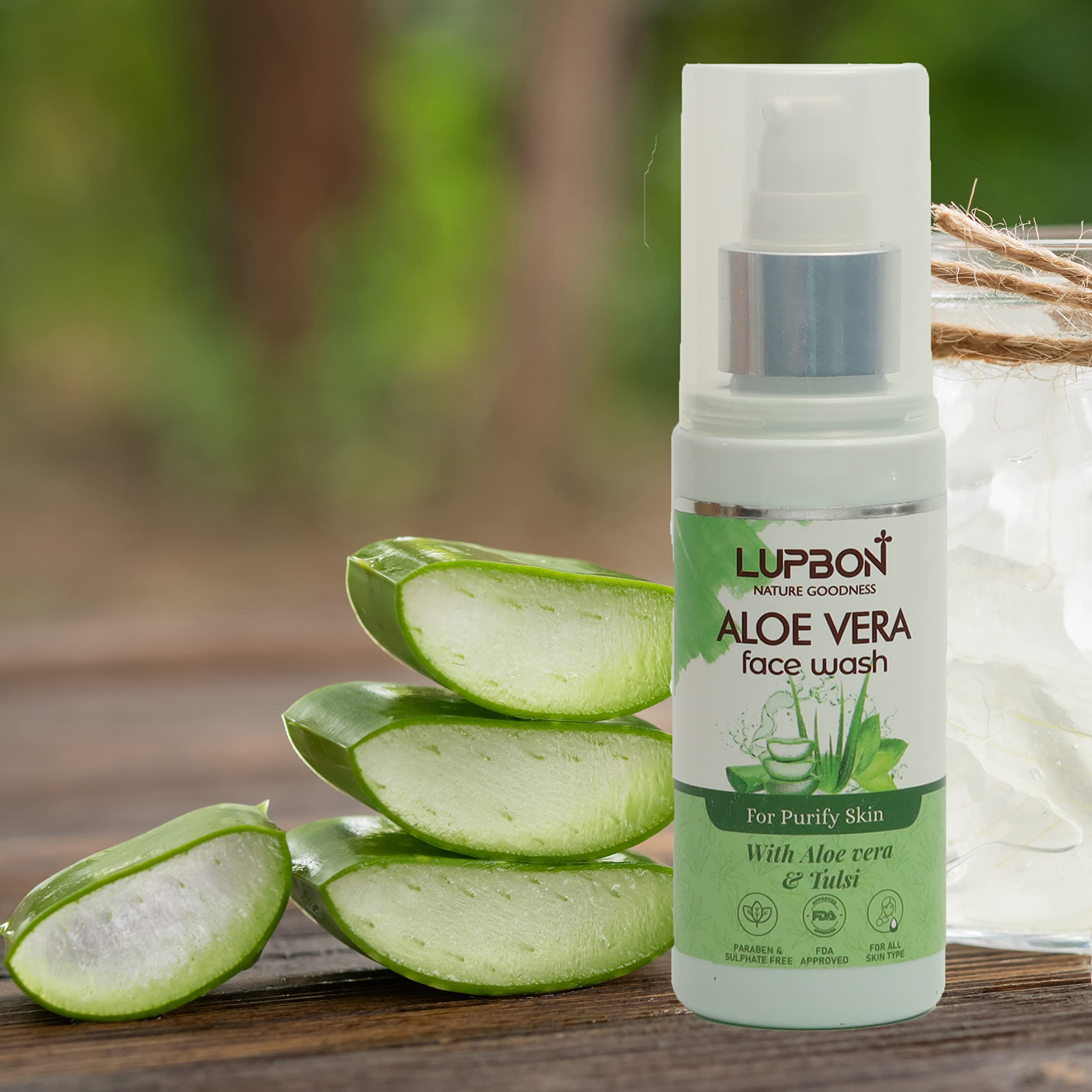 LUPBON Aloe Vera Face Wash for Acne & Pimples - 100ml Gentle Cleanser for Oily & Sensitive Skin - Perfect for Daily Skincare Routine & Breakout Prevention