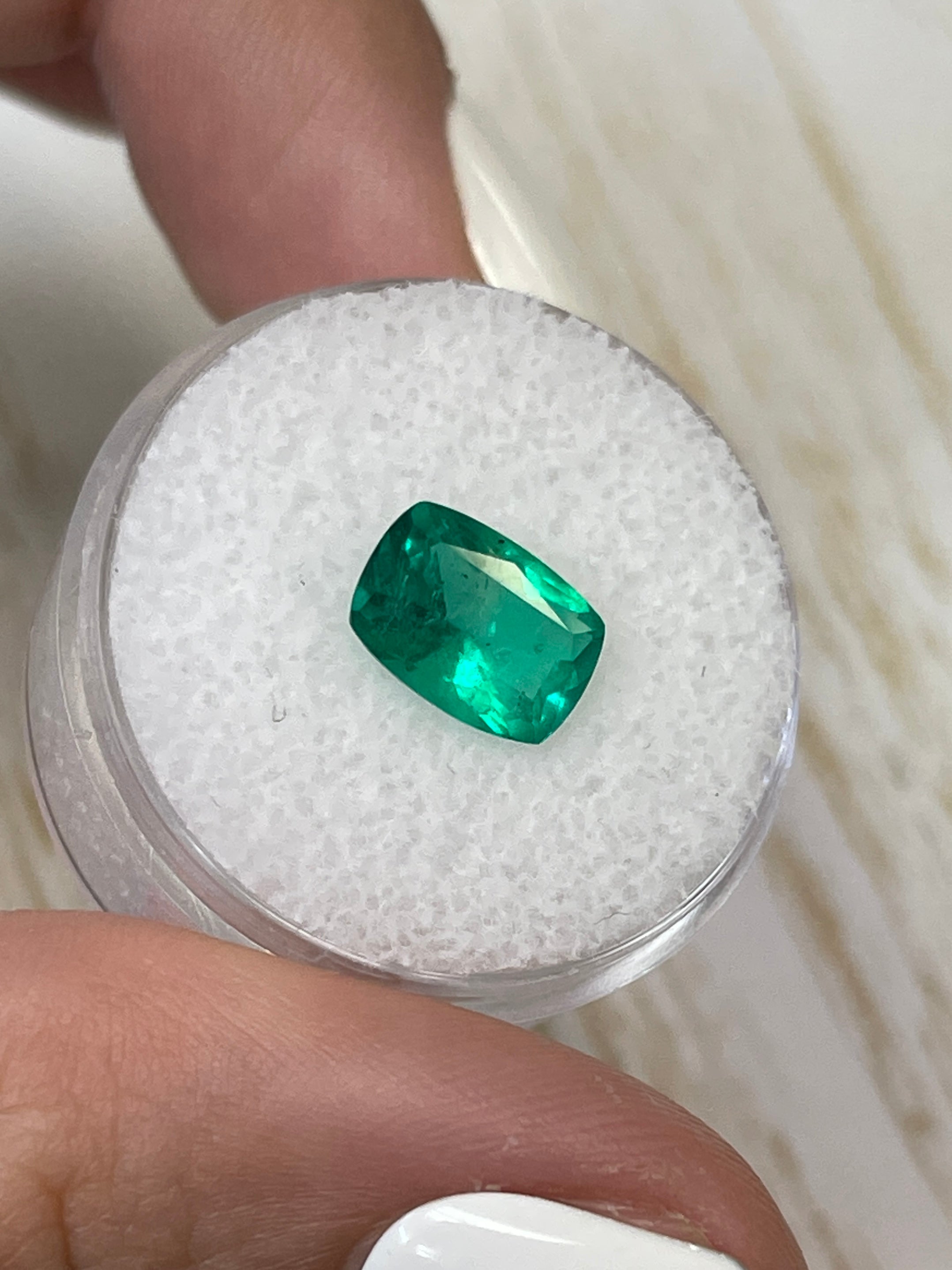 1.85 Carat 10x7mm Vivid Green Natural Colombian Loose Emerald - Elongated Cushion Cut Gemstone for Jewelry Making & Engagement Rings