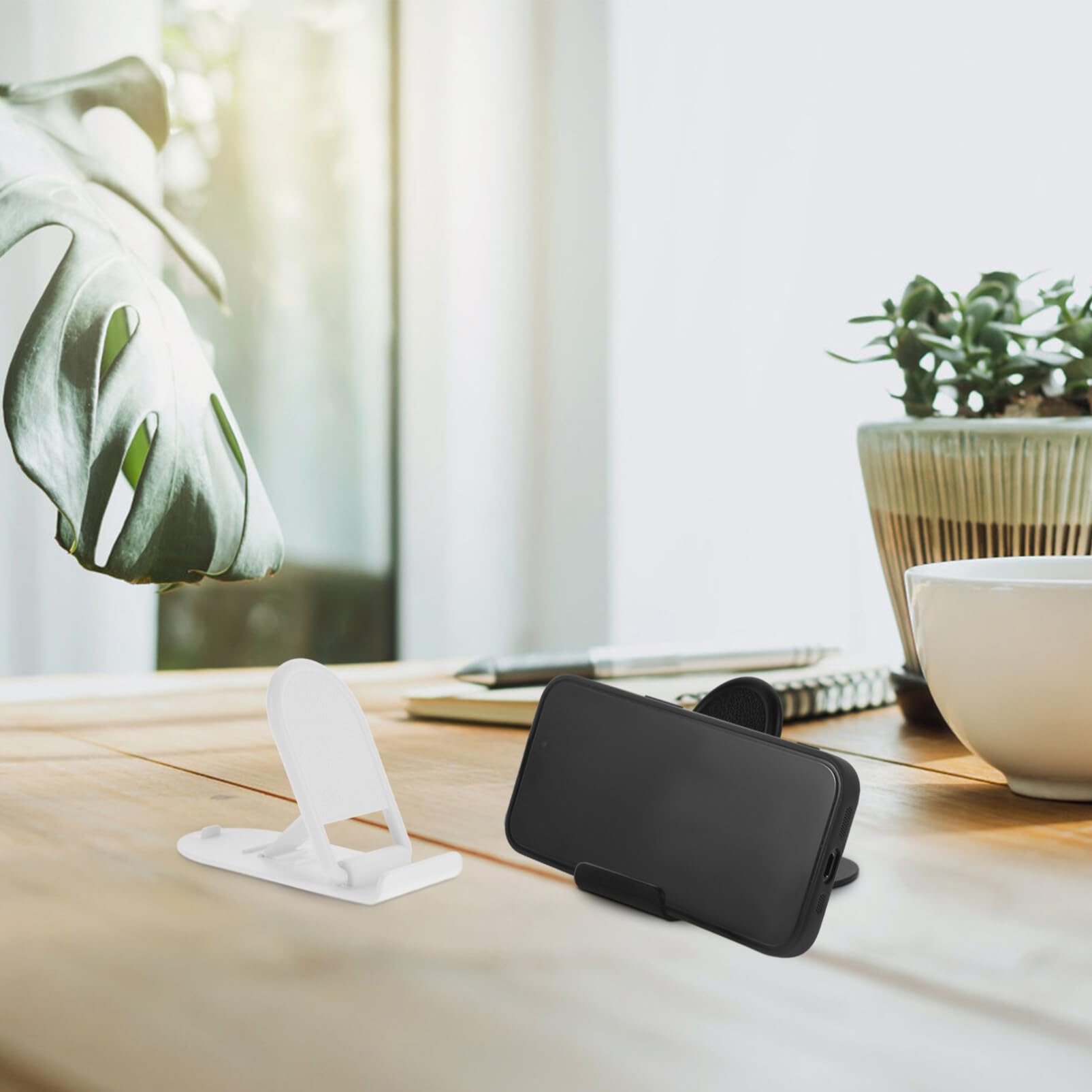 Foldable Phone Stand 2-Pack - Adjustable Desktop Cell Phone Holder for iPhone, Samsung & More - Perfect for Work, Watching Videos & Hands-Free Calling
