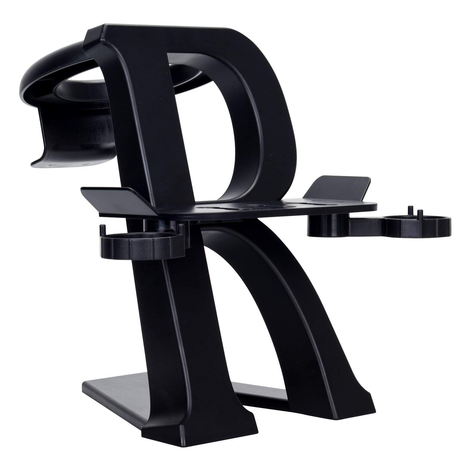 VR Headset Stand for Oculus Quest 2/1, Rift S, HTC Vive & Valve Index - Universal Virtual Reality Headset and Controller Holder (Black) - Perfect for Gaming Setup & VR Accessories Organization
