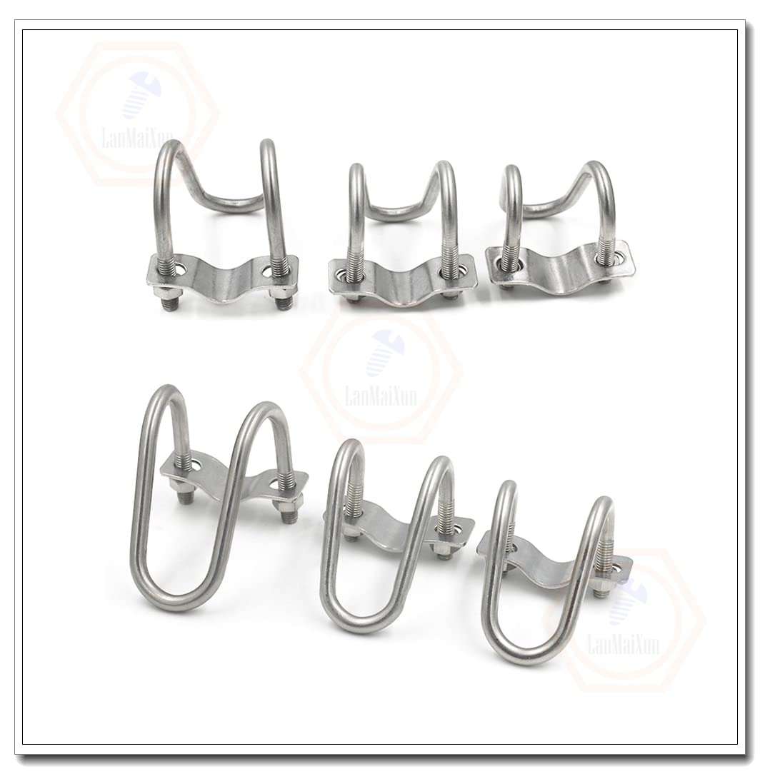 4 Pack M6×20mm×20mm 304 Stainless Steel Double U Shape Bolts with Nuts & Washers - Heavy Duty Pipe Clamps for Plumbing, HVAC, Automotive and Marine Applications