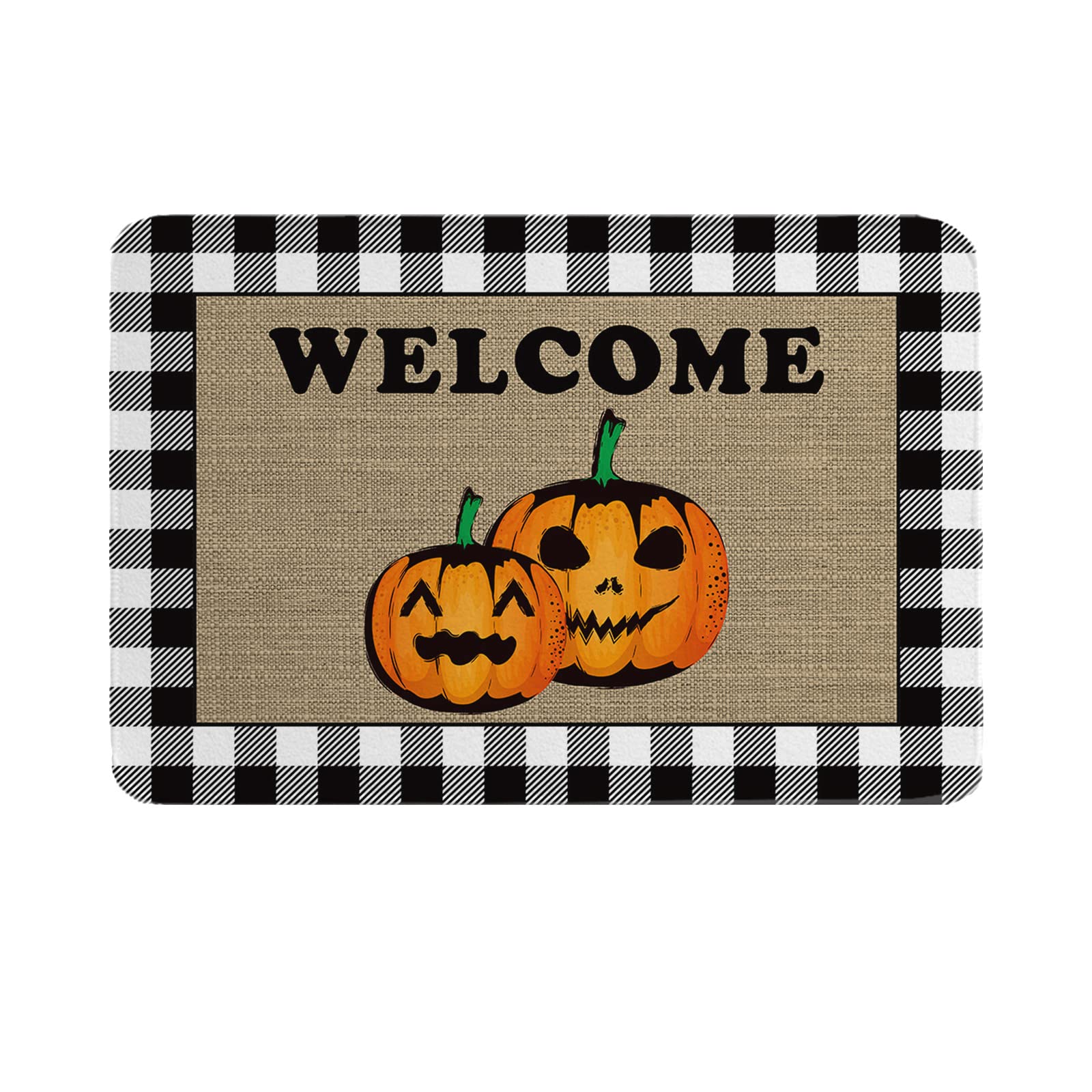 Happy Halloween Welcome Doormat - Cartoon Pumpkin Ghost Face Design, Non-Slip Rubber Backing, Washable Entry Rug for Front Door, Bedroom & Dining Room Decor (24x35 Inches) - Perfect for Halloween Party, Home Entryway & Seasonal Decorations