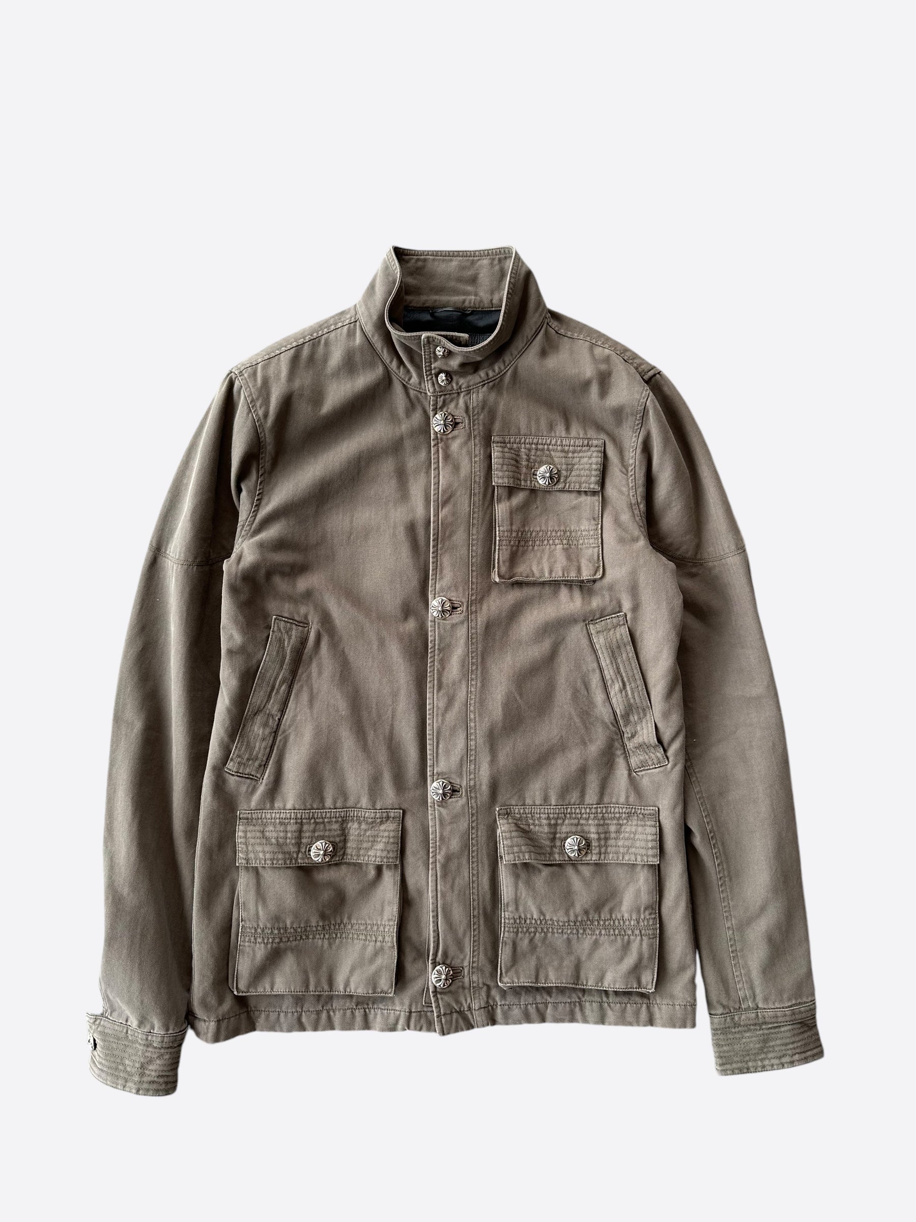 Chrome Hearts Olive Cherry Bomb Military Jacket - Stylish Vintage Bomber for Men & Women - Perfect for Streetwear, Casual Outfits & Urban Fashion