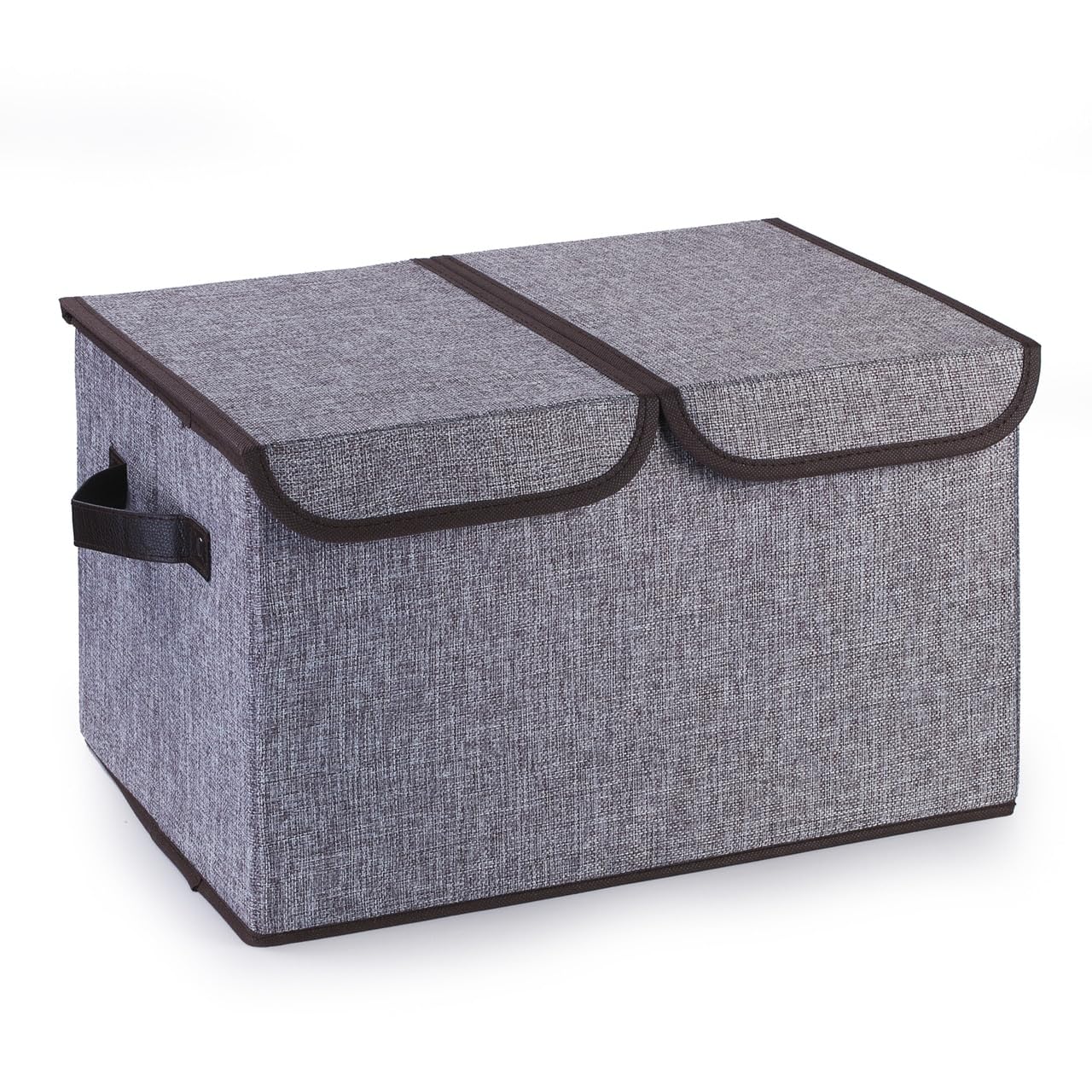 Enova Home Collapsible Fabric Storage Bins with Lids - Foldable Cloth Organizer Baskets for Home, Office & Closet Organization (Grey) - Perfect for Bedroom, Bathroom & Kids Room Storage Solutions