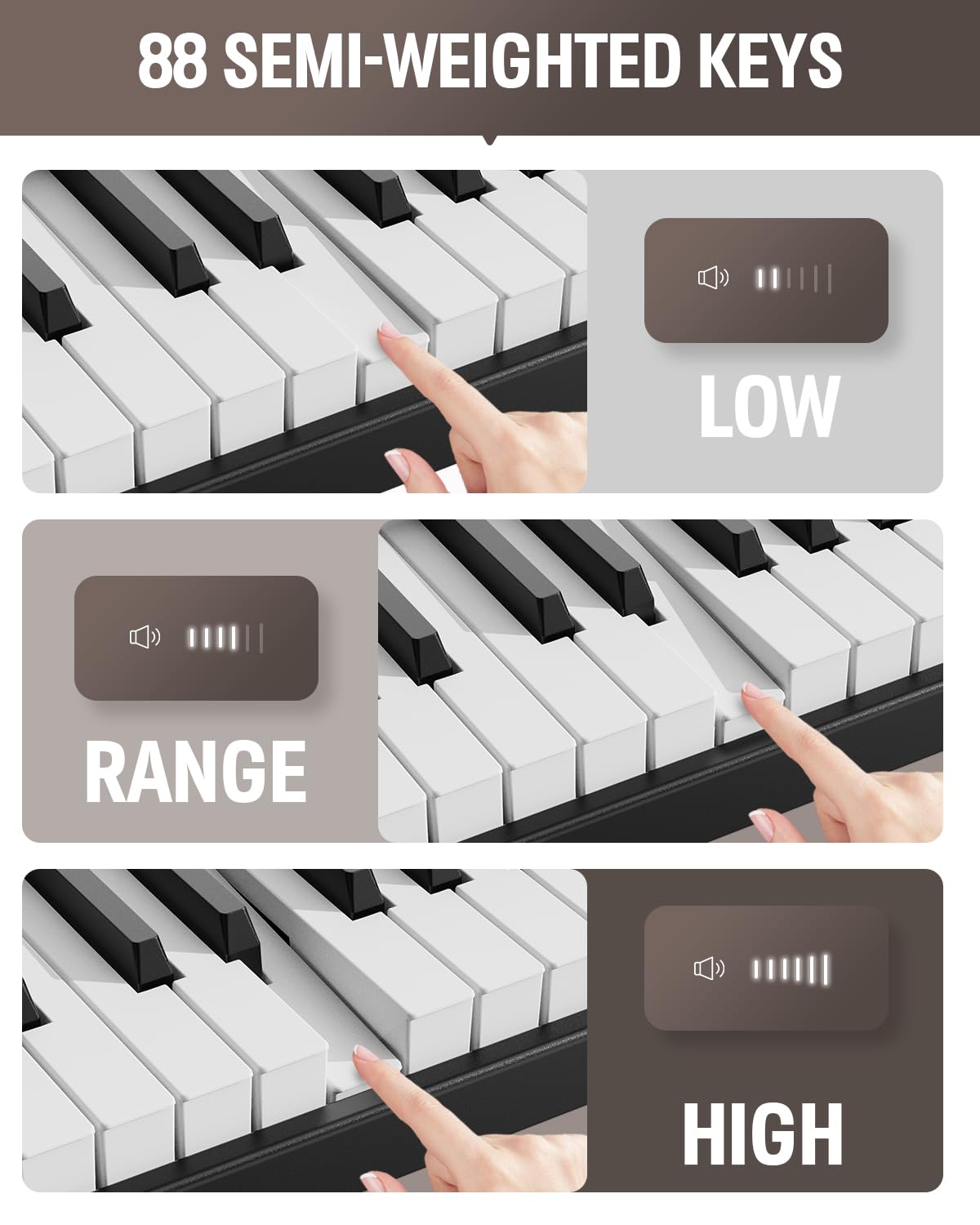 88-Key Portable Folding Piano Keyboard with Bluetooth MIDI | Full-Size Digital Piano with Wood Grain Finish | Semi-Weighted & Touch Sensitive Keys | Includes Storage Bag - Perfect for Beginners, Travel & Home Practice