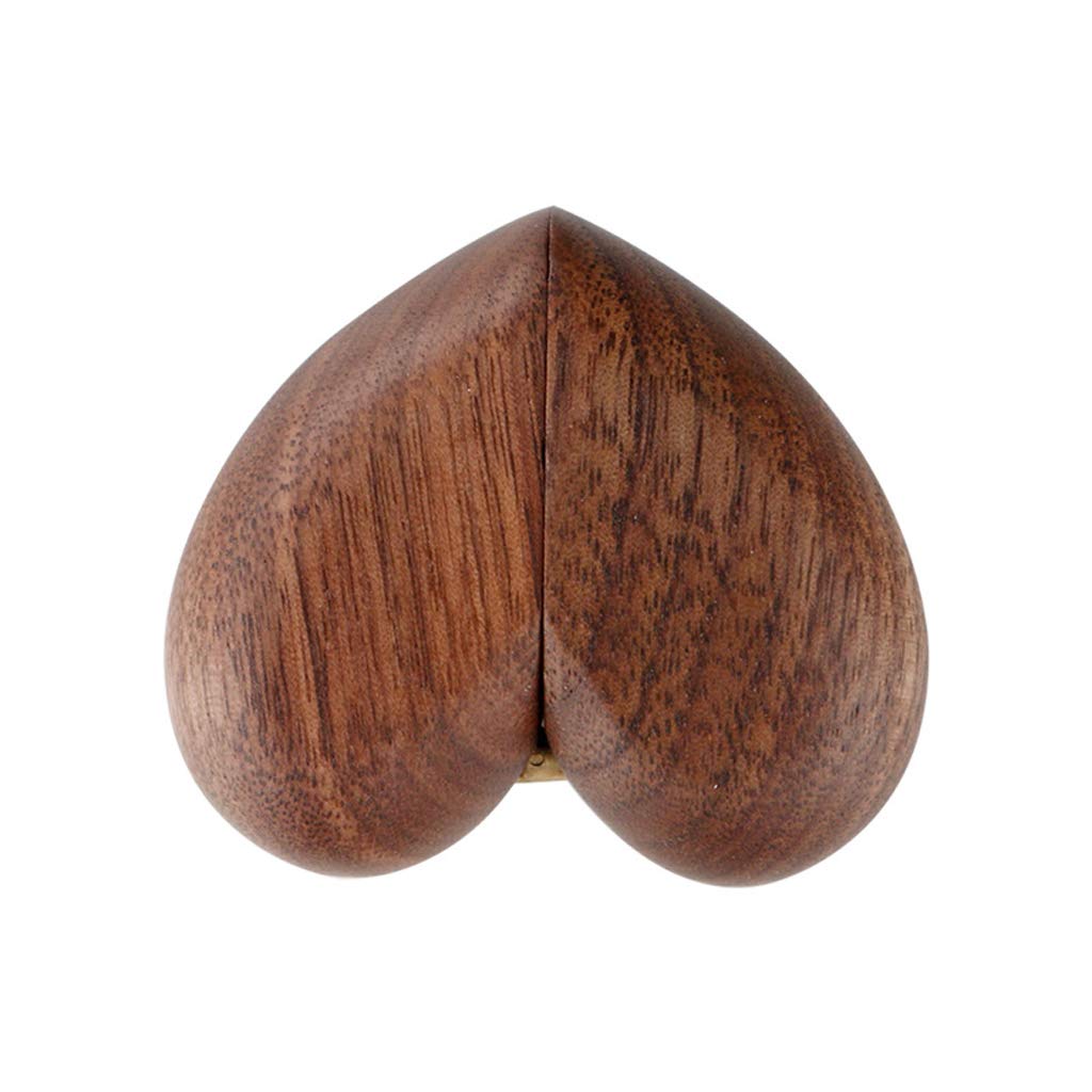 CHBC Heart-Shaped Walnut Wood Ring Box - Proposal, Engagement & Wedding Jewelry Gift Box - Perfect for Romantic Proposals, Anniversaries & Special Occasions