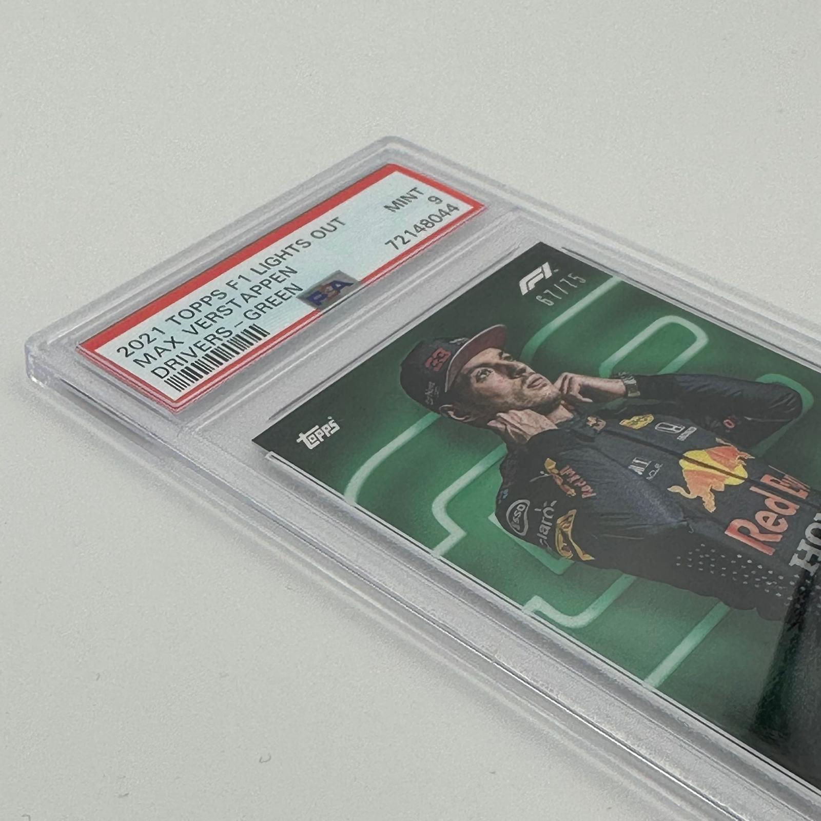 PSA 9 Graded 67/75 Max Verstappen Green Parallel Racing Driver Card - Perfect for F1 Collectors, Sports Memorabilia Displays & Trading Card Investments