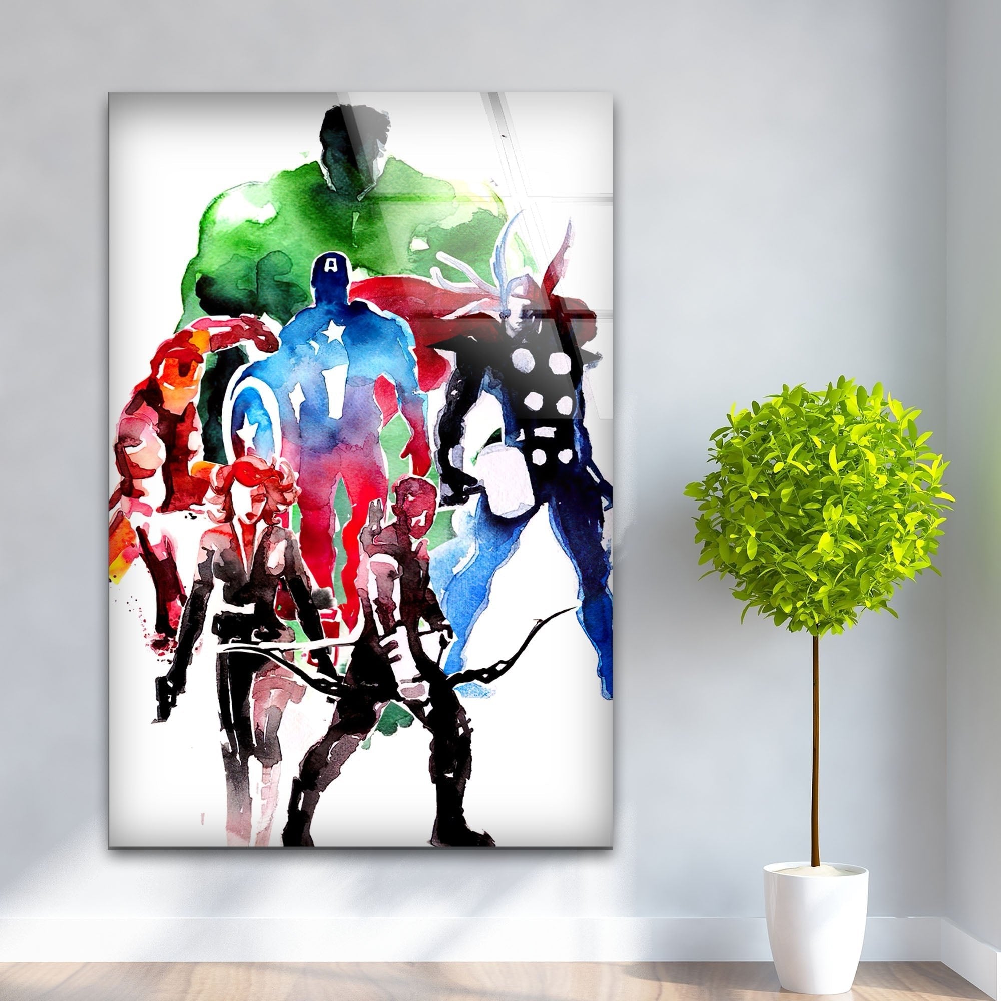 Marvel Avengers Superheroes Oil Painting Glass Wall Art - Premium Home Decor for Living Room, Bedroom & Office