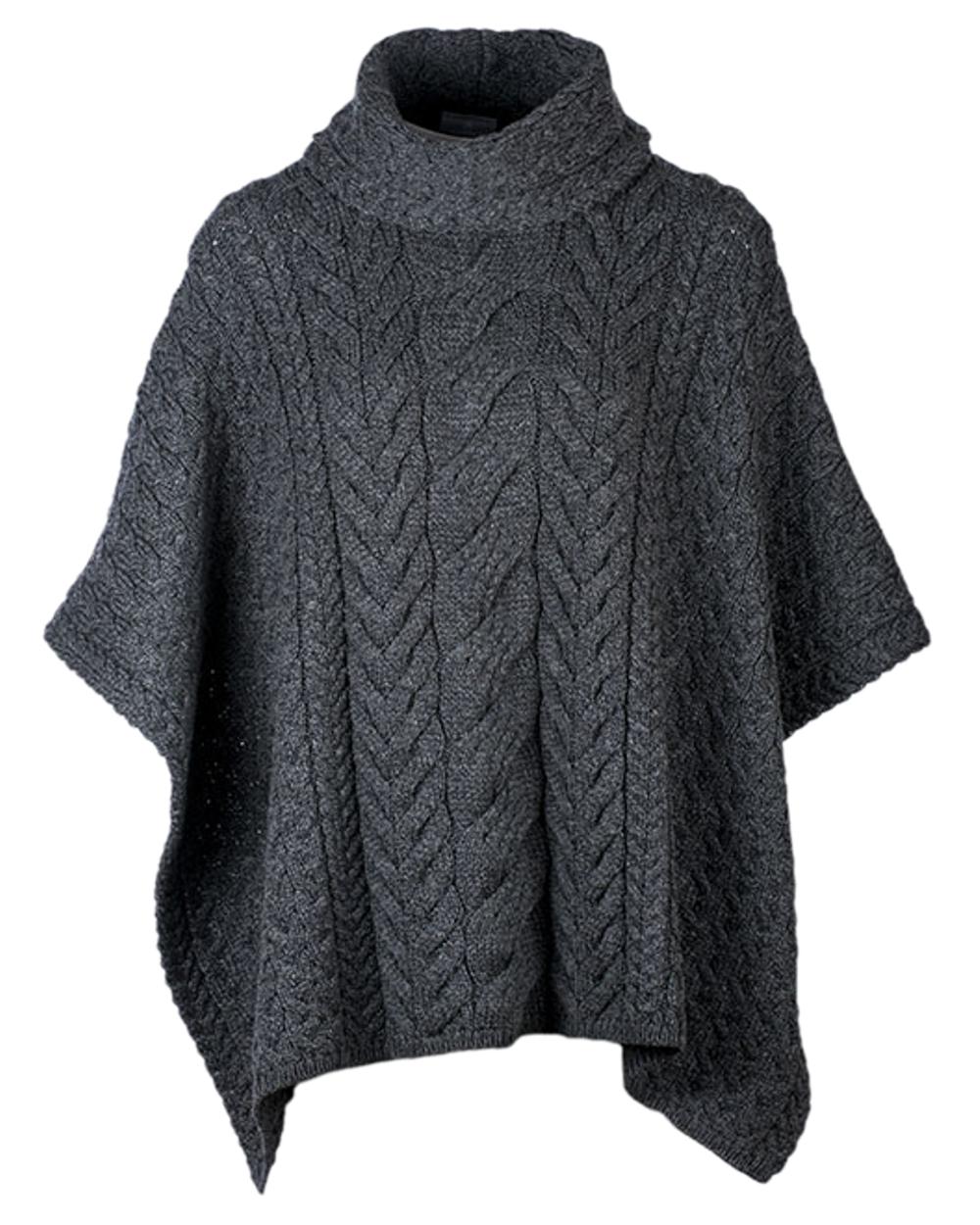 Aran Merino Wool Cowl Neck Poncho - Warm Winter Shawl Wrap for Women - Cozy Knitted Cape for Outdoor Activities, Travel & Casual Wear