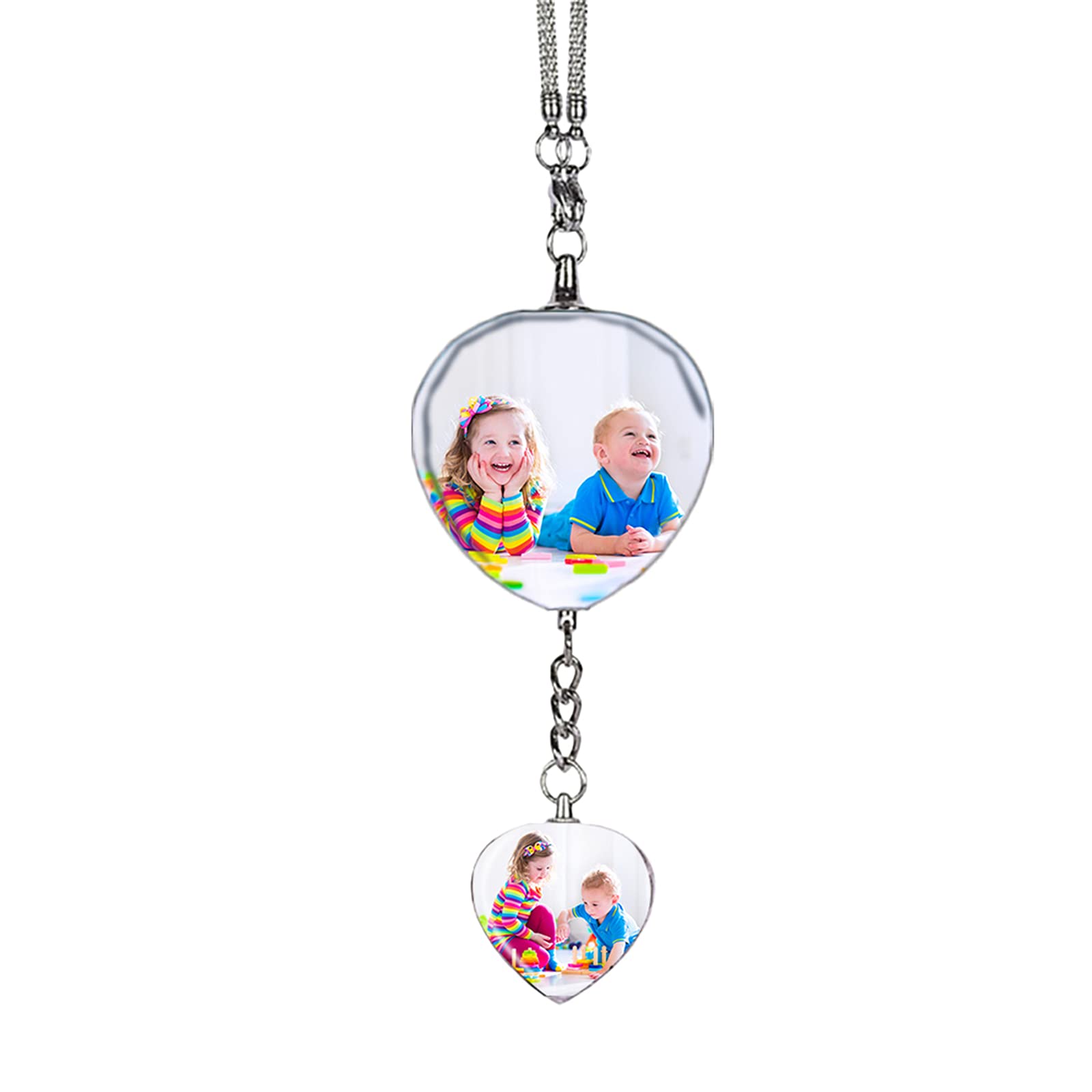 Custom Photo Car Pendant - Blossom Car Charm Rear View Mirror Hanging Ornament (Heart 30cm/11.8in) - Personalized Car Accessories for Gifts & Interior Decoration - Perfect for Valentine's Day, Anniversaries & Special Occasions