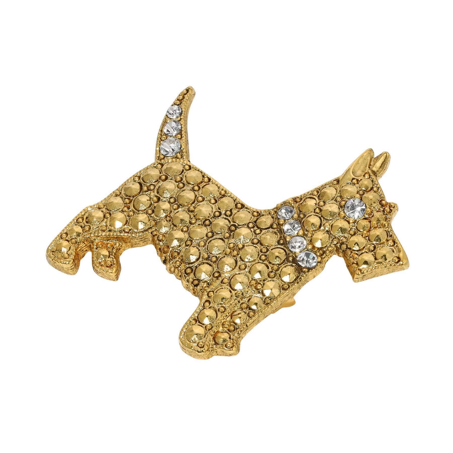 Vintage 1928 Art Deco Scottish Terrier Brooch Pin - Genuine Crystal Dog Jewelry for Collectors, Gift for Dog Lovers, Perfect for Vintage Fashion & Costume Parties