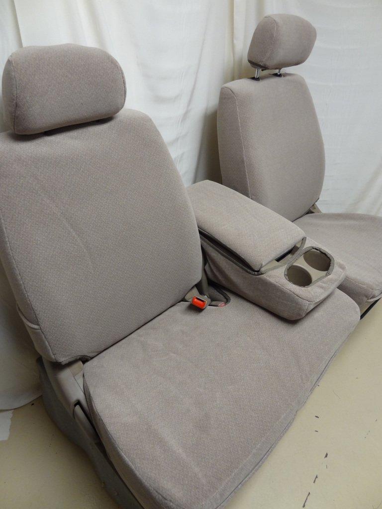 Premium Durafit Seat Covers - Custom Fit for 2000-2004 Toyota Tundra 40/60 Bench Seat - Soft Taupe Velour Fabric - Perfect for Truck Protection & Interior Upgrade - Ideal for Work, Off-Roading & Family Adventures