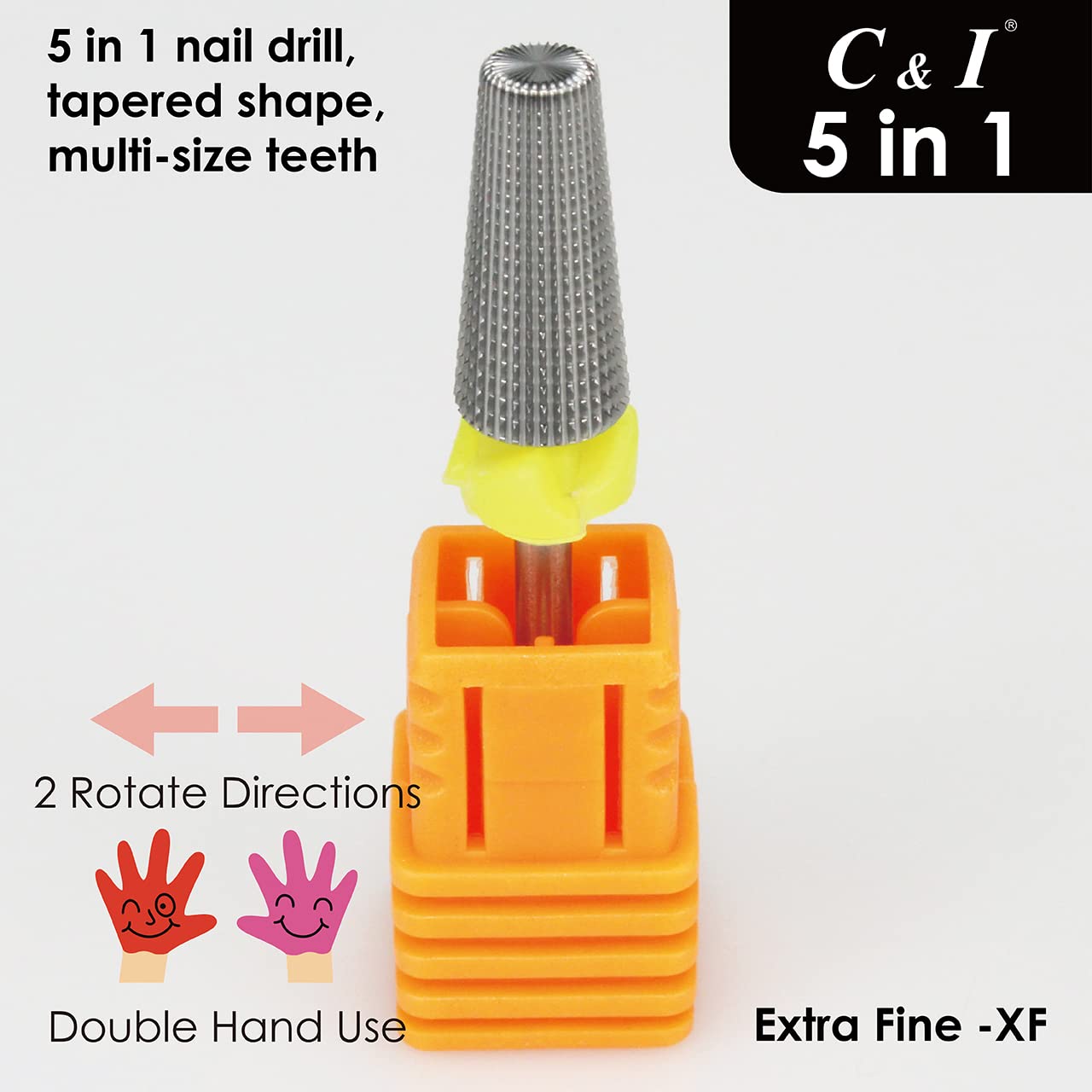 Professional 5-in-1 Multi-Function Tapered Nail Drill Bit for Manicure Machines | Electric Nail File for Acrylic, Gel & Natural Nails | Salon & Home Use | Perfect for Nail Art, Polish Removal & Cuticle Care (XF)
