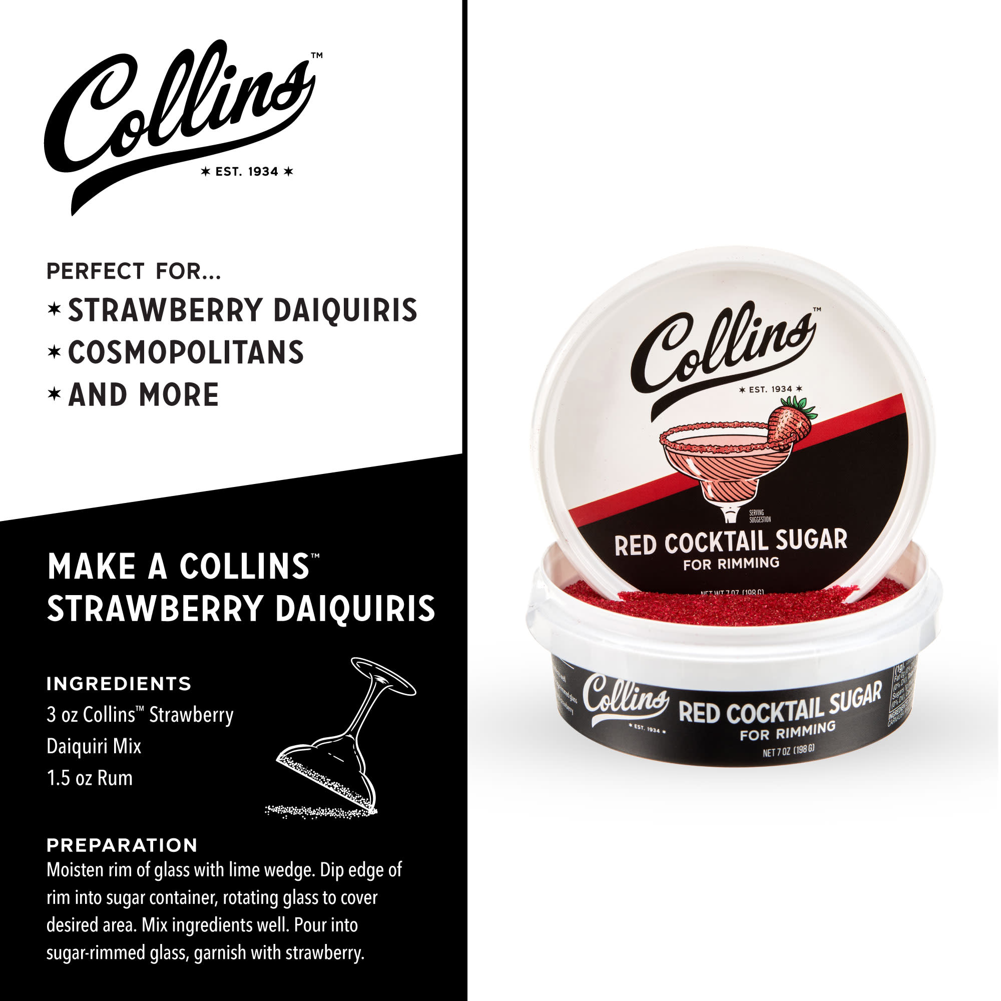 Premium Red Rimming Sugar - 7 oz (200g) for Cocktails, Desserts & Baking | Edible Decor for Margaritas, Cakes & Cookies | Vegan, Gluten-Free Party Supplies