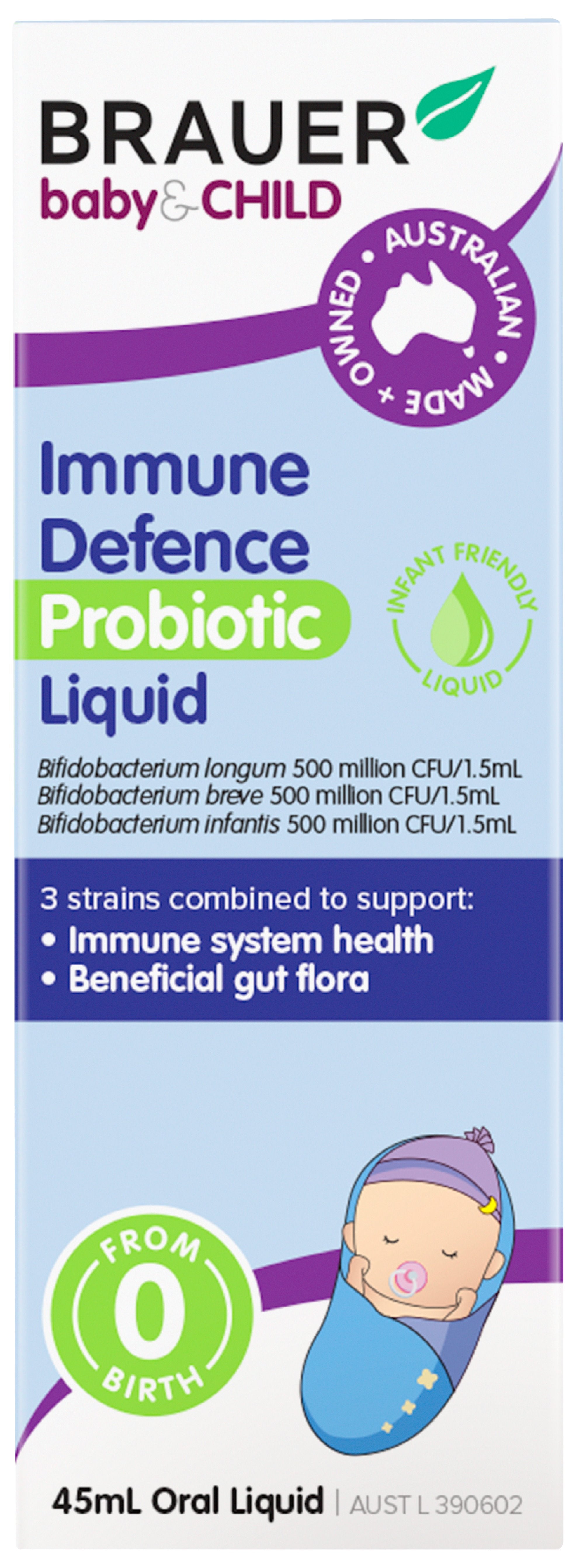 Brauer Immune Defense Probiotic Liquid for Infants & Babies – Supports Digestive Health & Immunity – Ideal for Travel, Daycare & Immune System Boost
