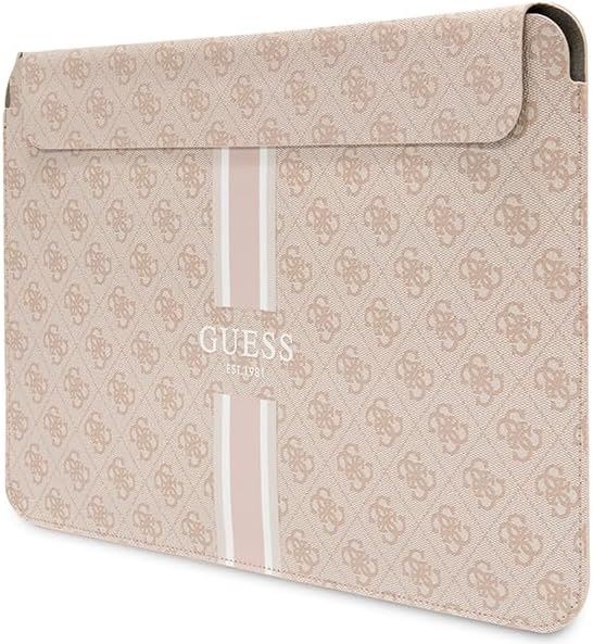 Guess 4G Printed Stripes Laptop Sleeve for 16-inch MacBook Pro - Pink (GUCS16P4RPSP) | Stylish Protective Case for Work, School & Travel