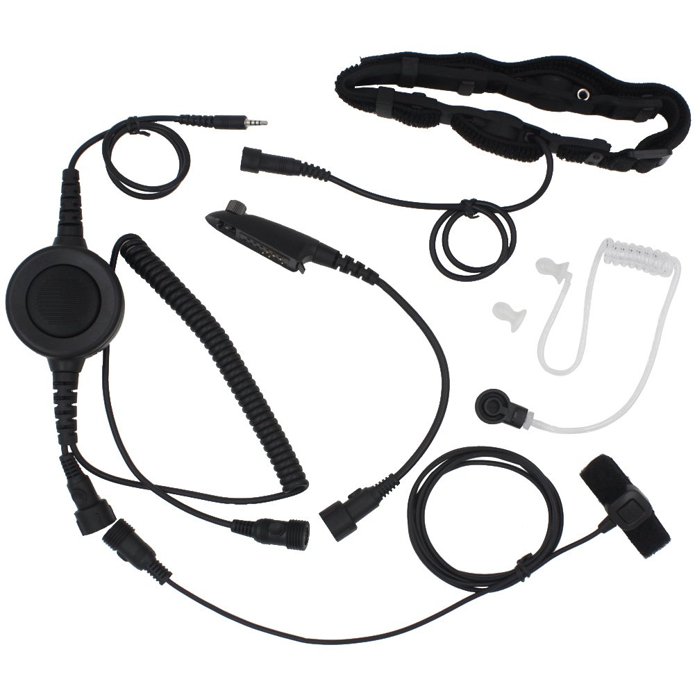 AOER Professional Tactical Military Police FBI Bodyguard Throat Mic Headset with Covert Acoustic Tube & Finger PTT - Secure Communication for Two-Way Radios | Ideal for Security, Law Enforcement & Outdoor Adventures