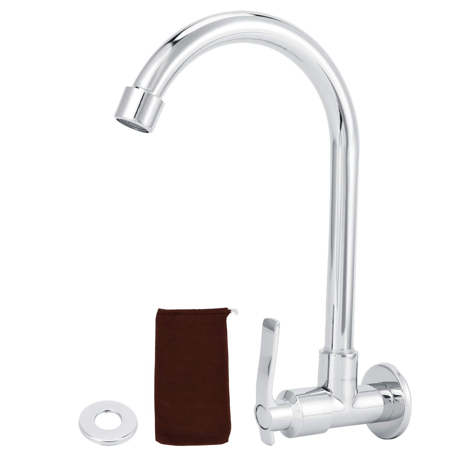 TOPINCN 360 Degree Rotating Single Handle Wall-Mounted Kitchen Sink Faucet - G1/2 Water Tap with Easy Installation for Cold Water - Perfect for Small Kitchens, Bars, and Outdoor Use