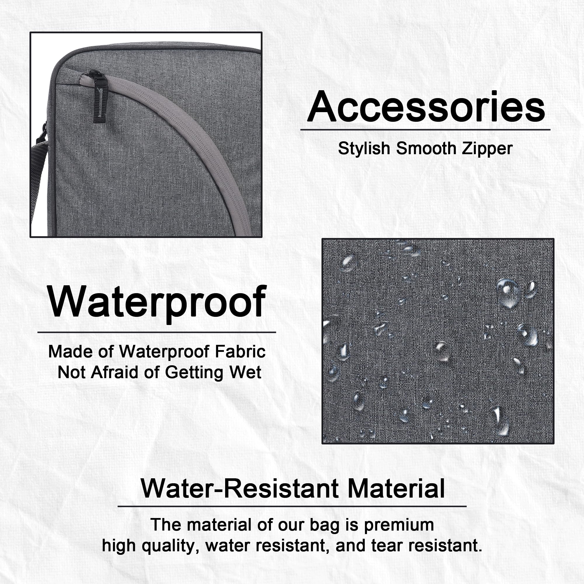 Wooum Sling Bag Cross Body Messenger Bag - Compact Size 10x8x4 Inch (Tgrey) - Water-Resistant with 4 Zipper Compartments, Adjustable Strap & Tablet Holder - Large Capacity for Travel, Work & Daily Use