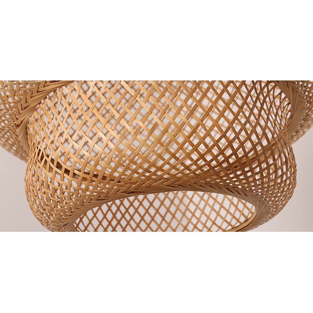 Modern Chinese Style Bamboo Hanging Lamp - Hand-Woven Art Lantern Chandelier with Bamboo Wicker Lampshade E27 Socket - Perfect for Living Room, LOFT, Bedroom & Dining Room Lighting Decor