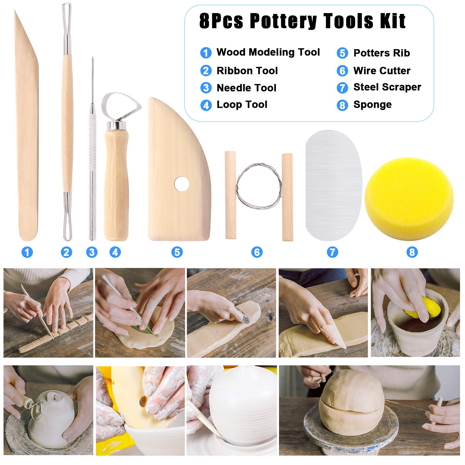 Glarks 22-Piece Professional Clay Sculpting Tools Set - Carving, Modeling & Embossing Kit with Ball Stylus for Polymer Clay, Ceramics, Nail Art & DIY Crafts | Perfect for Artists, Beginners & Hobbyists