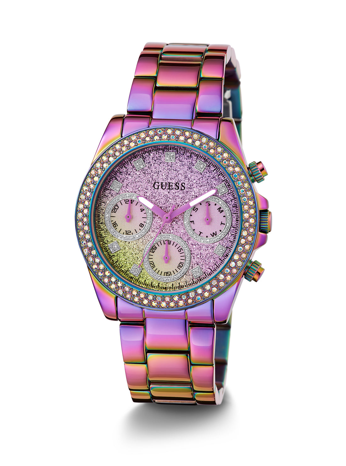 Iridescent Sol Glitz Watch - Waterproof Fashion Watch for Women, Trendy Glitter Dial & Adjustable Strap - Perfect for Parties, Beach, and Everyday Wear