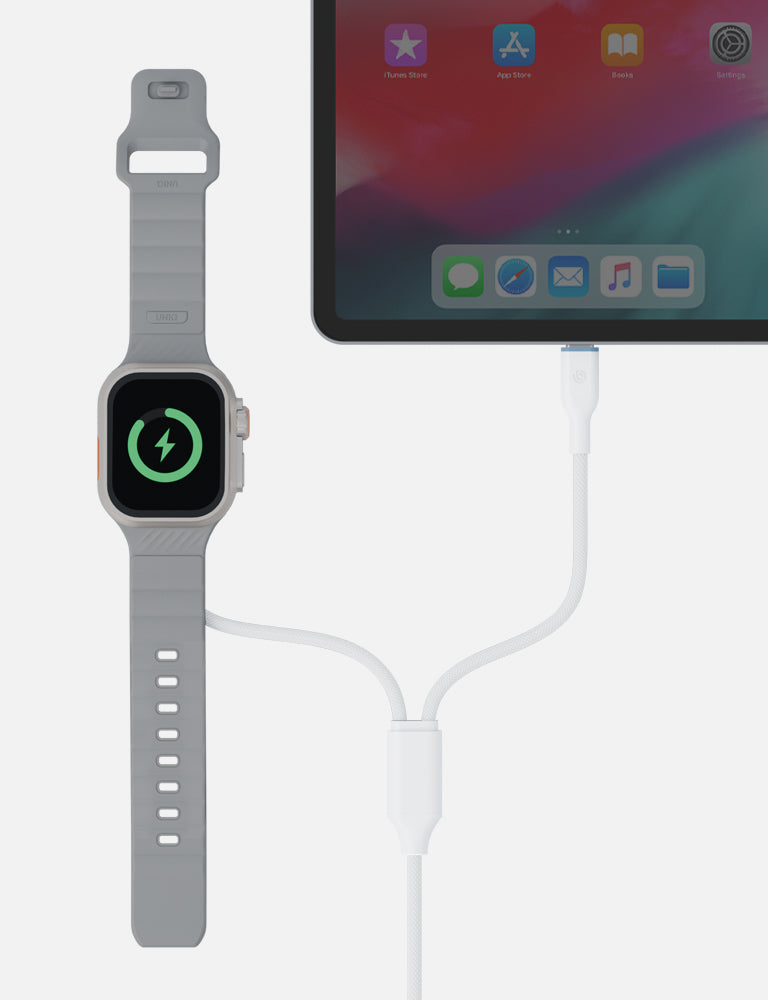 2-in-1 USB C to USB C Cable with Built-in Smartwatch Charger - Fast Charging for Phones, Tablets & Smartwatches - Perfect for Travel, Office & Home Use
