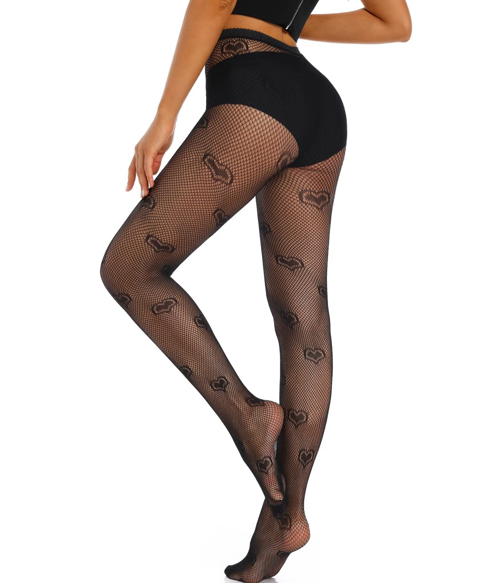XIUSEMY Women's Sexy Fishnet Stockings - Patterned Thigh-High Lace Tights & Black Pantyhose for Party, Cosplay, Halloween Costume
