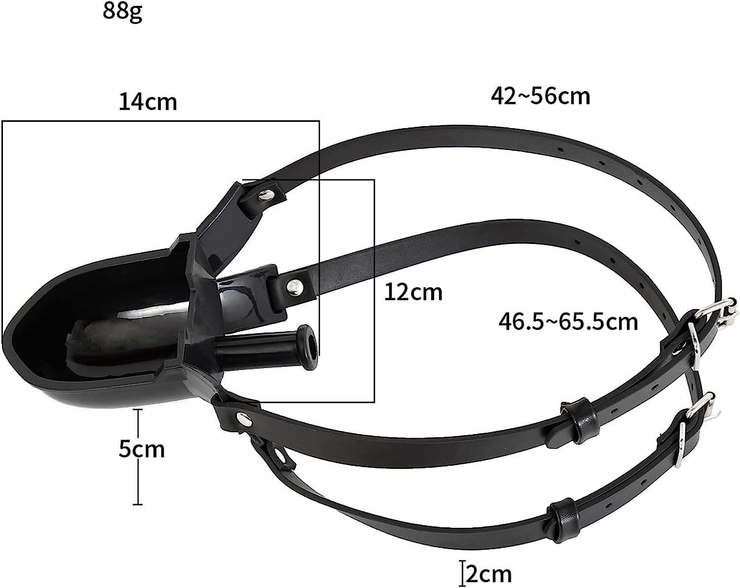 Adjustable Harness Mouth Plug Gag with Funnel - SM Bondage Extreme Sex Toy for Men, Women & Couples - Perfect for BDSM Play, Roleplay & Adult Fun (Black)