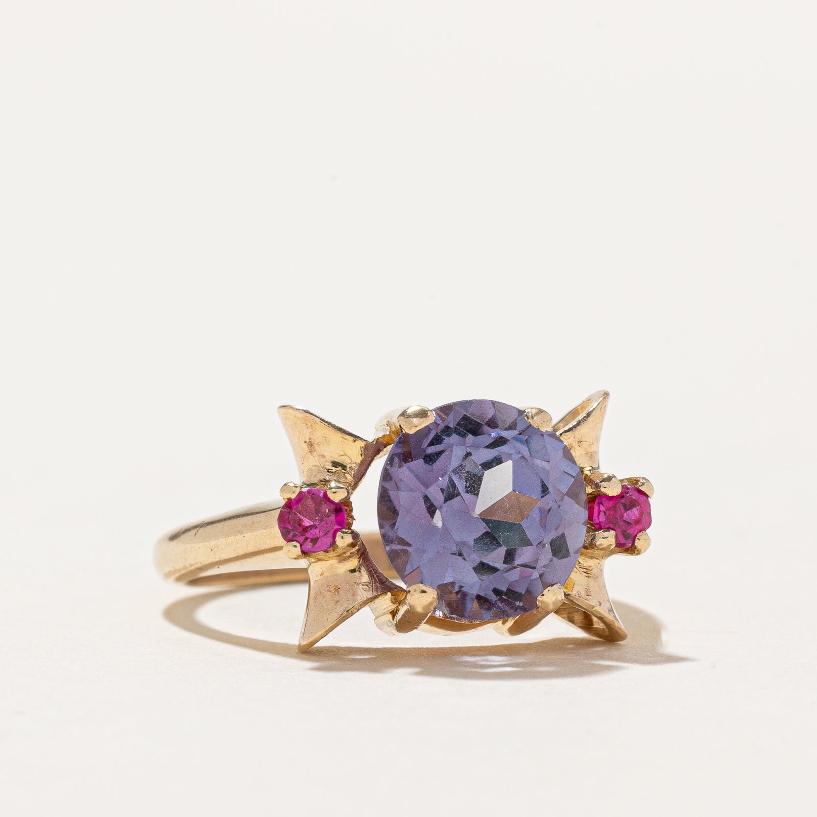 2.86ctw Synthetic Color Change Sapphire & Ruby Ring - Size 6.5 | Lab-Created Gemstone Jewelry for Engagement, Anniversary & Special Occasions